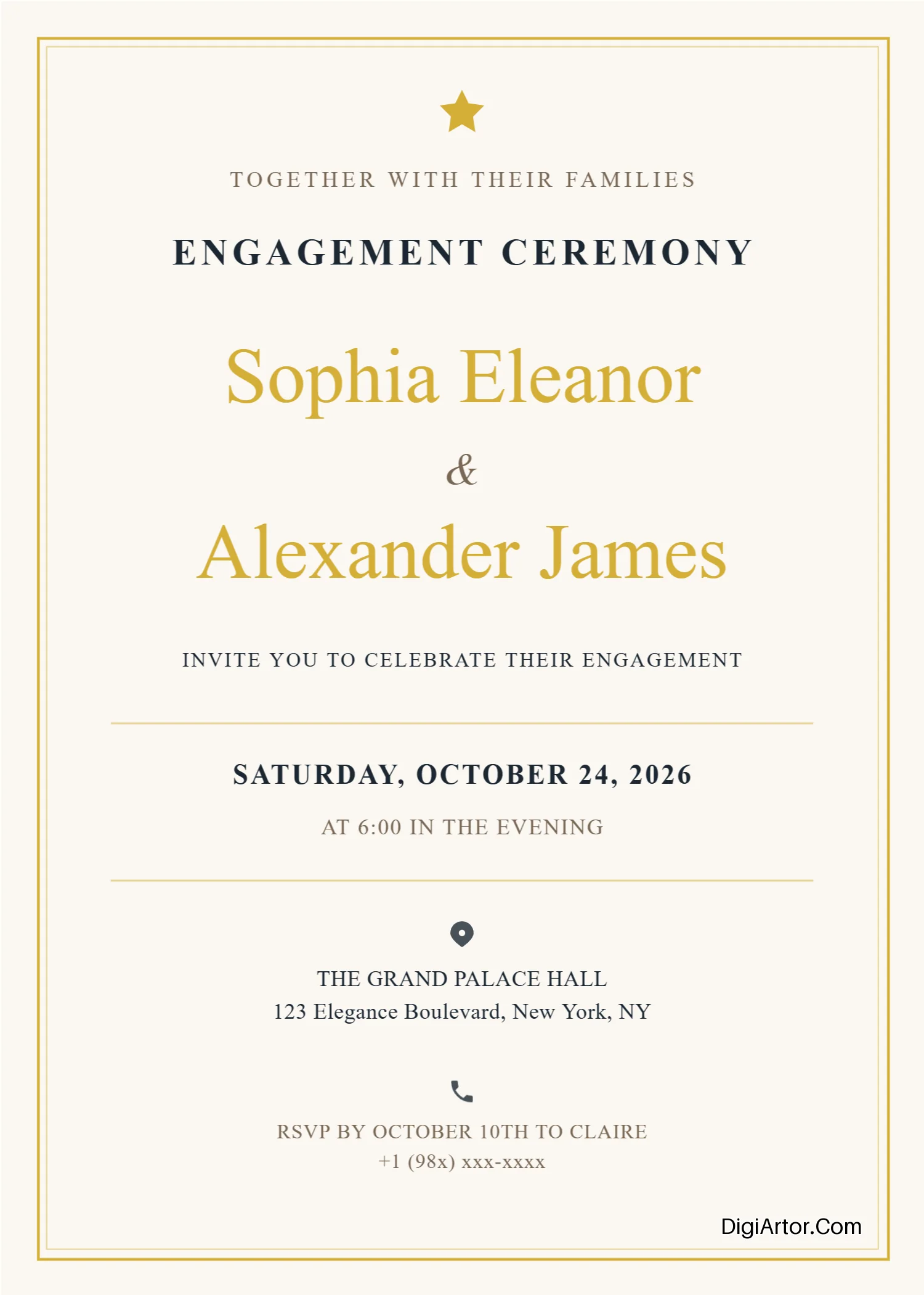 Engagement Ceremony Invitation Card Editable Template Reference Image