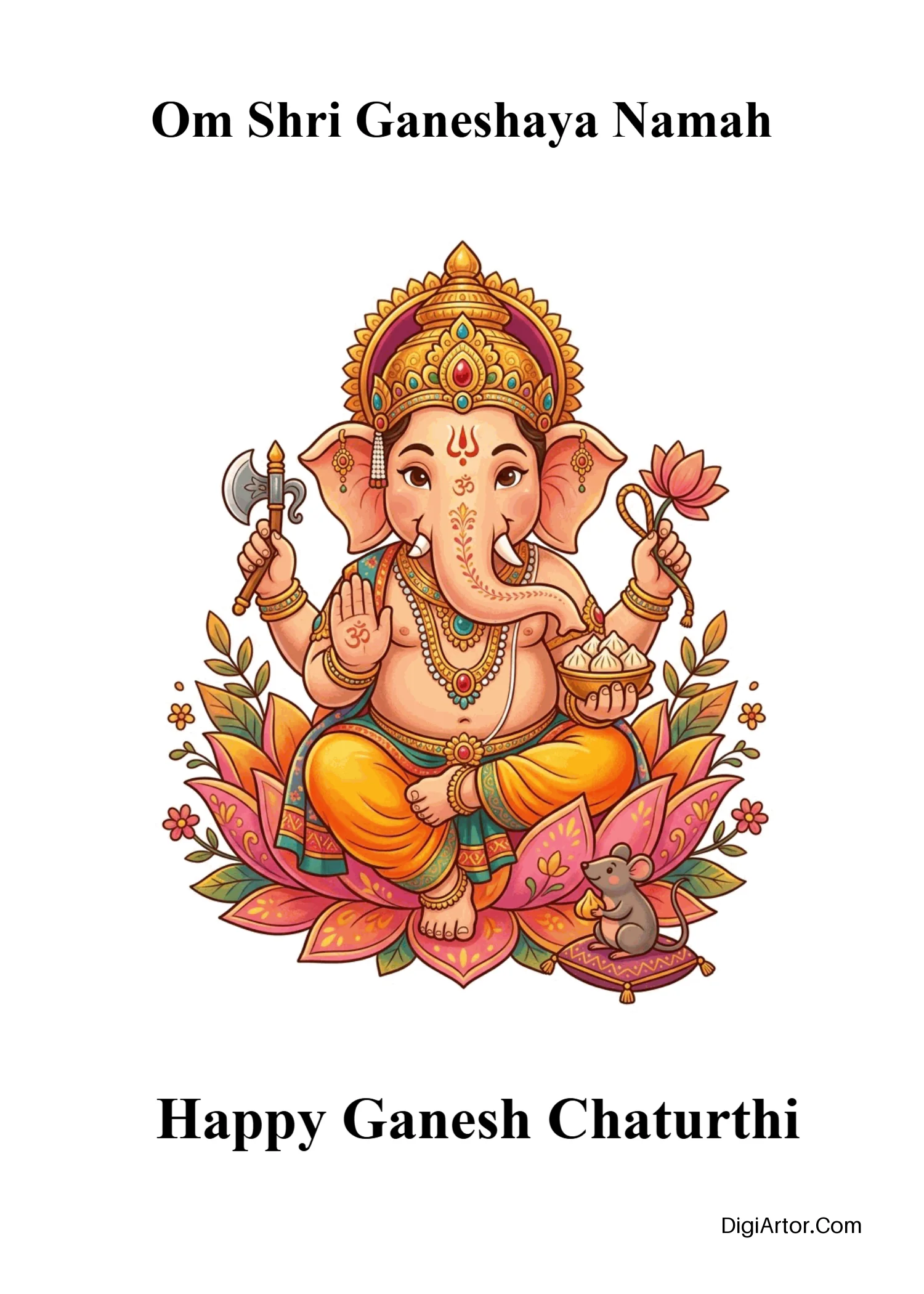Happy Ganesh Puja Premium Greeting Card Editable Template Reference Image