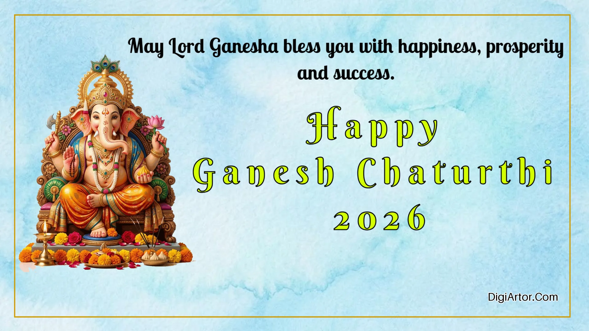 Happy Ganesh Puja Wishes Greeting Card Editable Template Reference Image