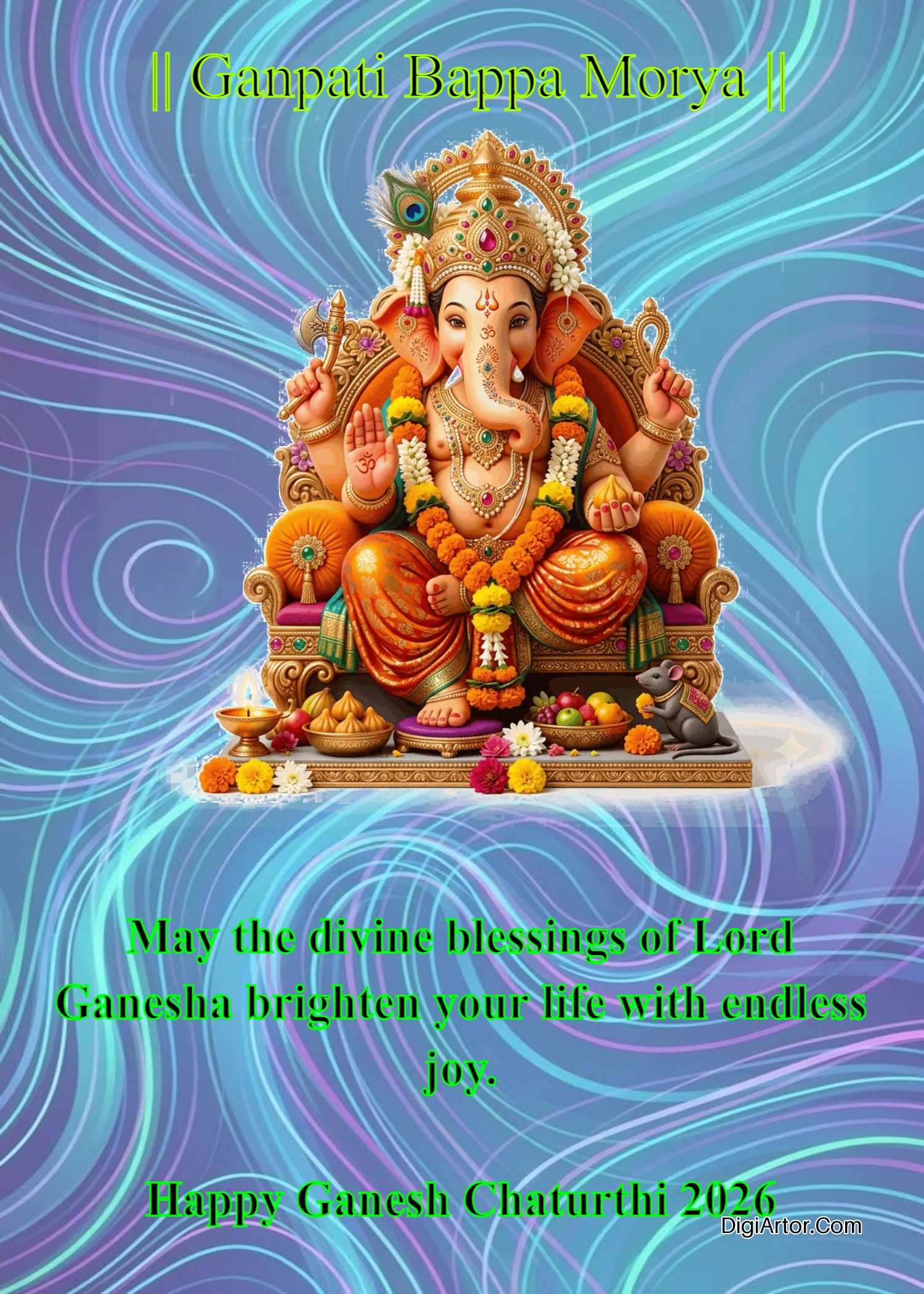 Happy Ganesh Puja Beautiful Greeting Card Editable Template Reference Image