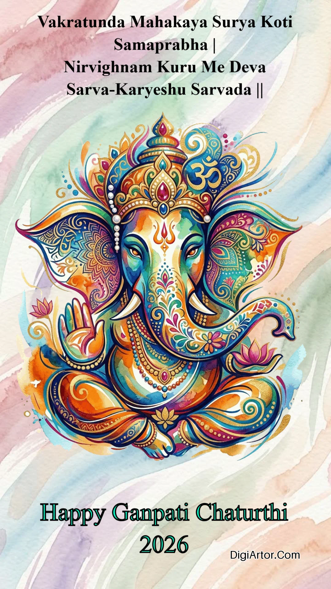 Happy Ganesh Puja Greeting Card for Family Editable Template Reference Image