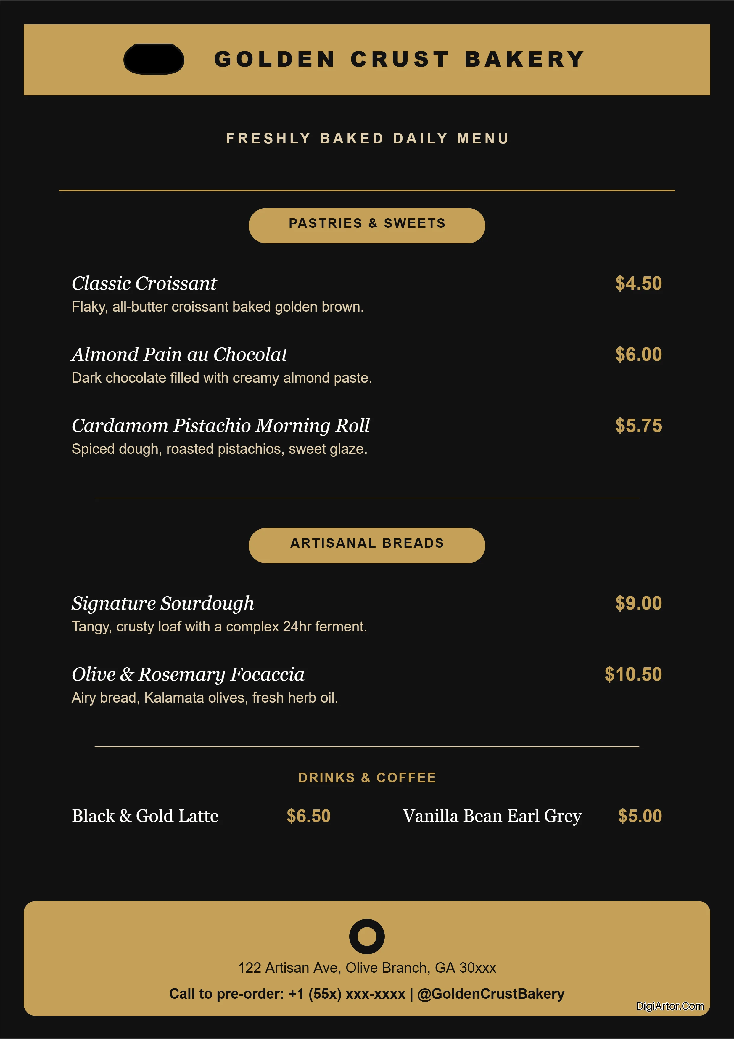 Bakery Menu Editable Template Reference Image