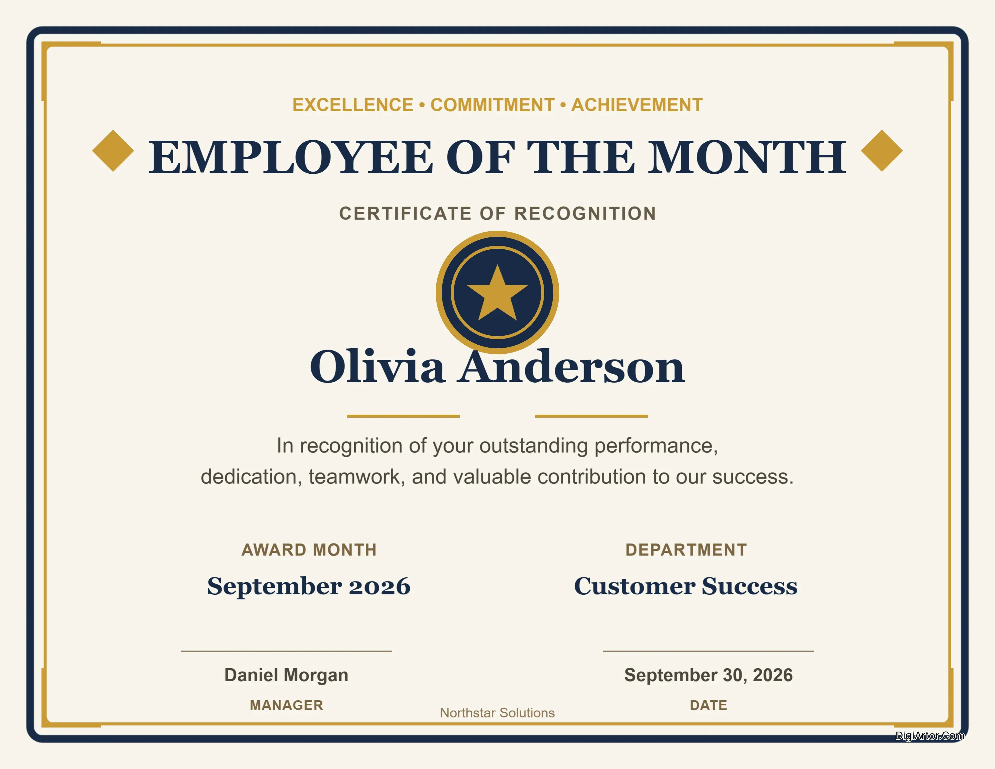 Employee Of The Month Certificate Template - Edit & Download in PDF Format Editable Template Reference Image