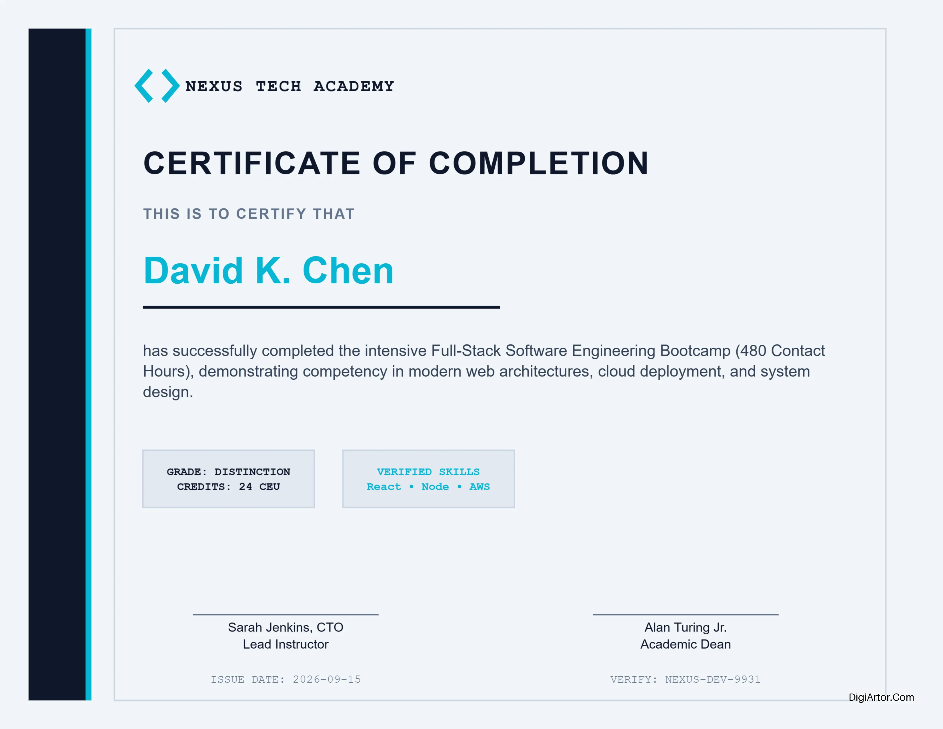 Full Stack Software Engineering Bootcamp Training Completion Certificate - Edit Online & Download Editable Template Reference Image