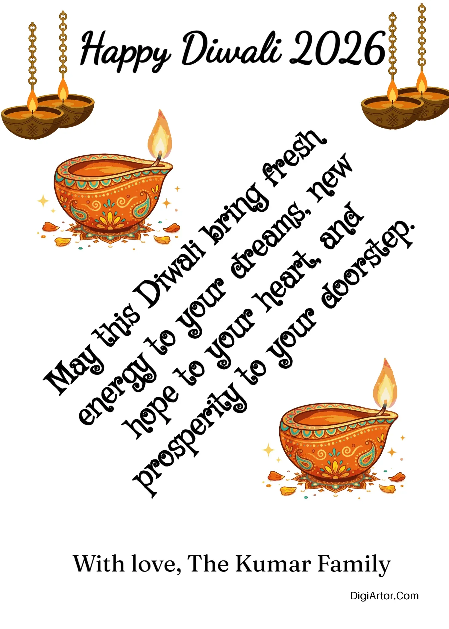 Diwali Wishes Images Download for Hope, Happiness and Success Editable Template Reference Image