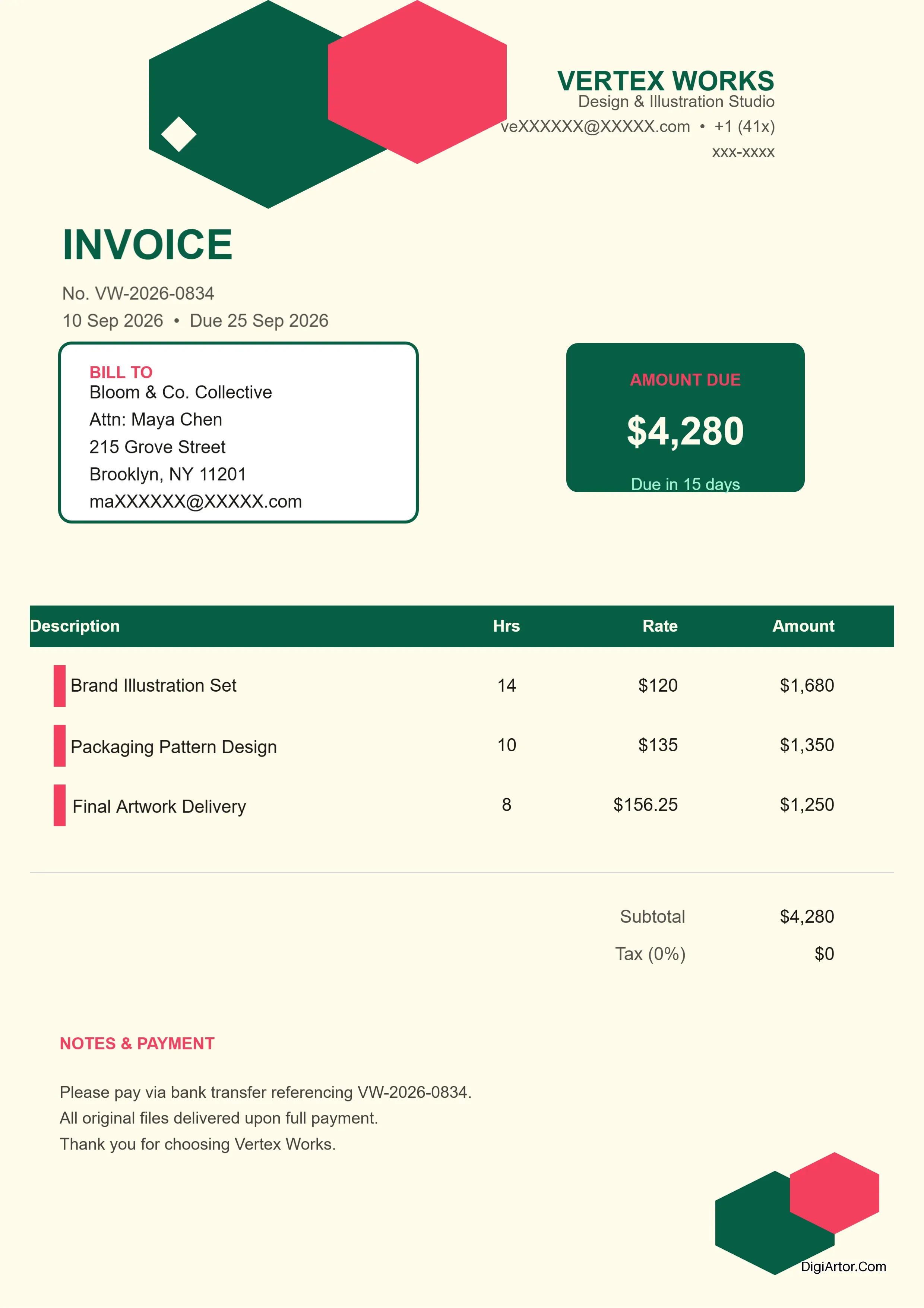 Geometric Style Freelance Invoice Format Template Edit Live & Download Your Design Editable Template Reference Image