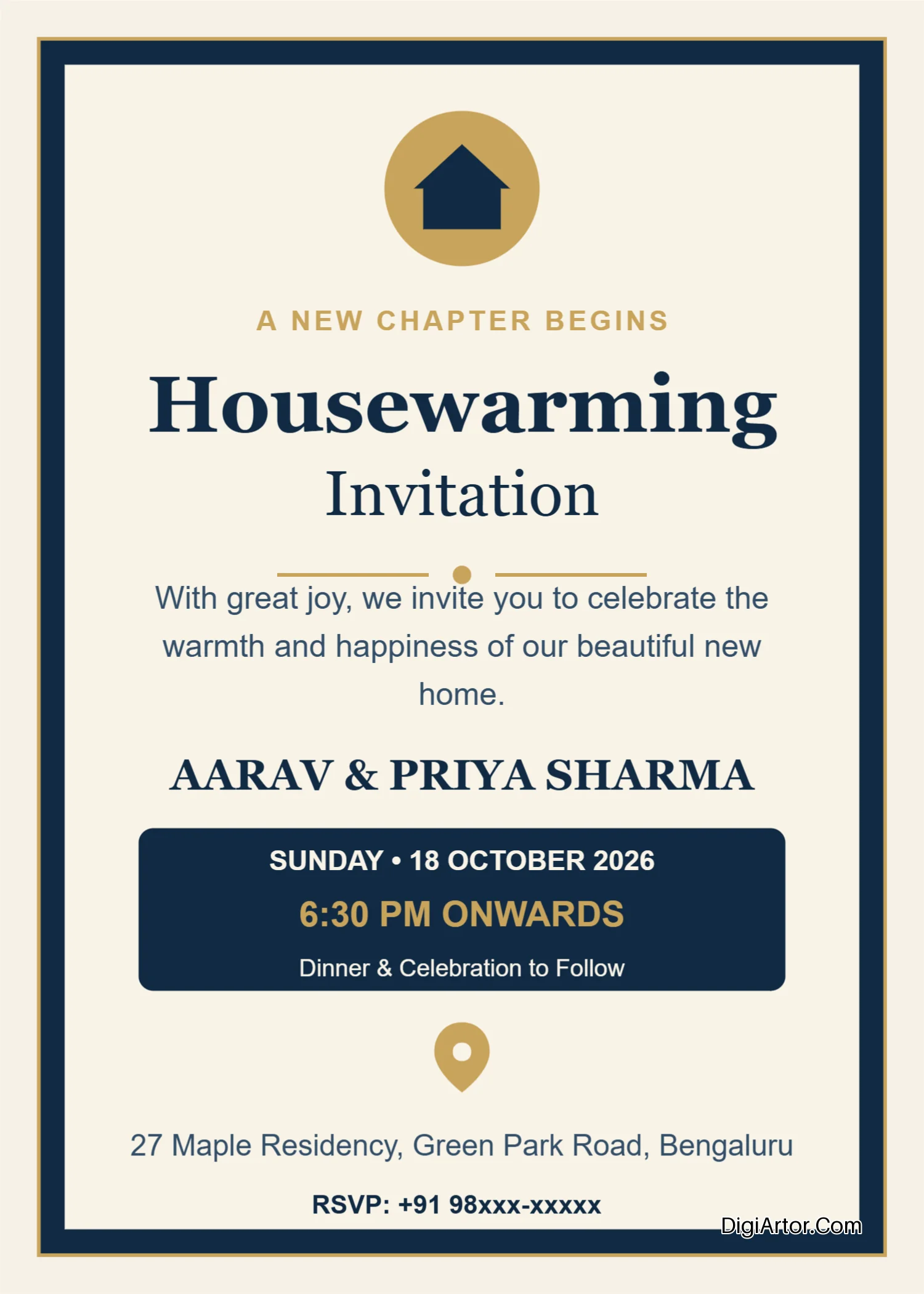 Griha Pravesh invitation card online editing free Editable Template Reference Image