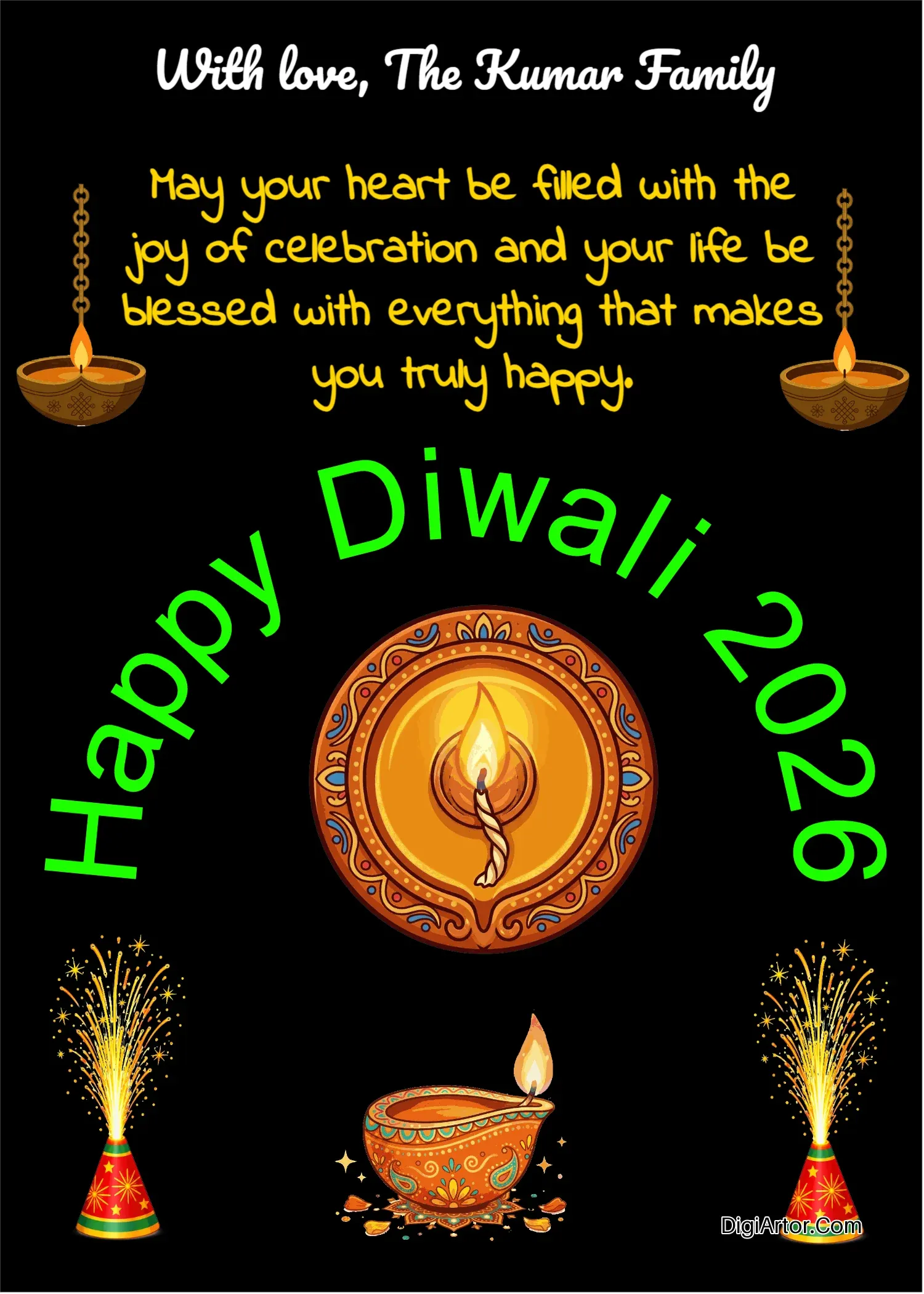 Diwali Greetings Images for Dreams, Family and Happiness Editable Template Reference Image