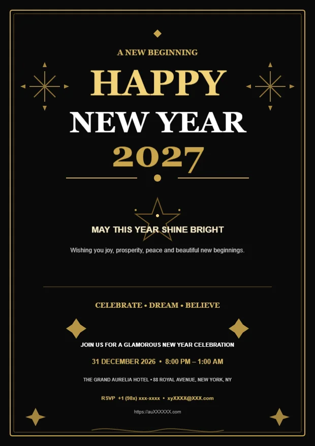 Happy New Year Poster Editable Template Reference Image
