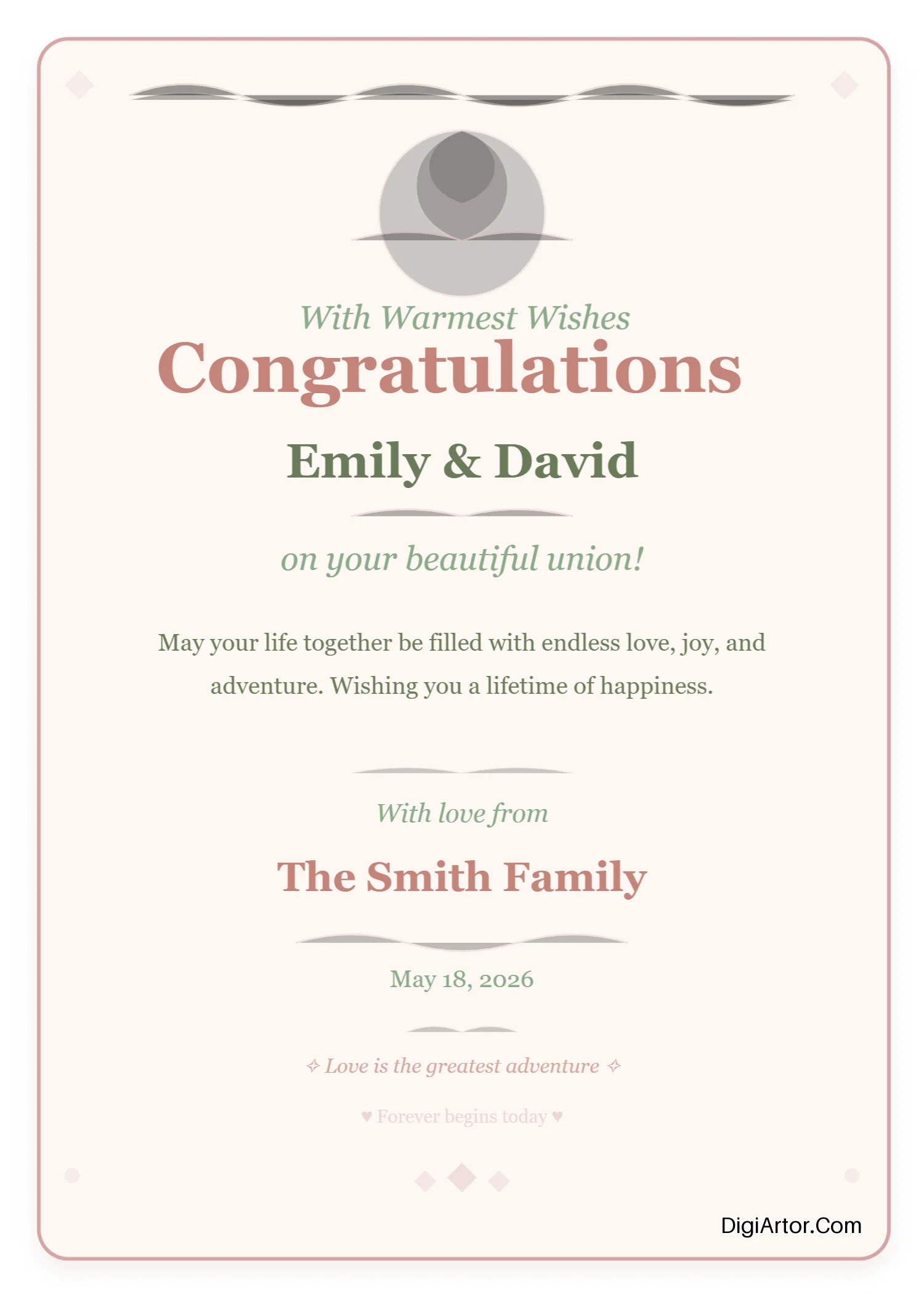 Format For Wedding Greeting Card Editable Template Reference Image