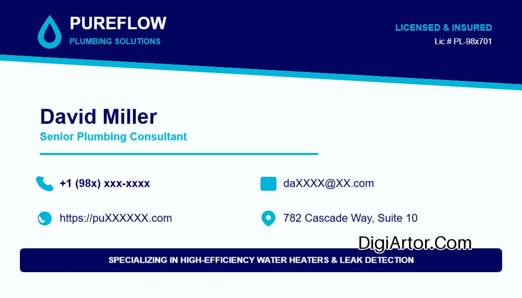 Minimalist Plumbing Business (Visiting) Card Editor - Online Design Tool Editable Template Reference Image
