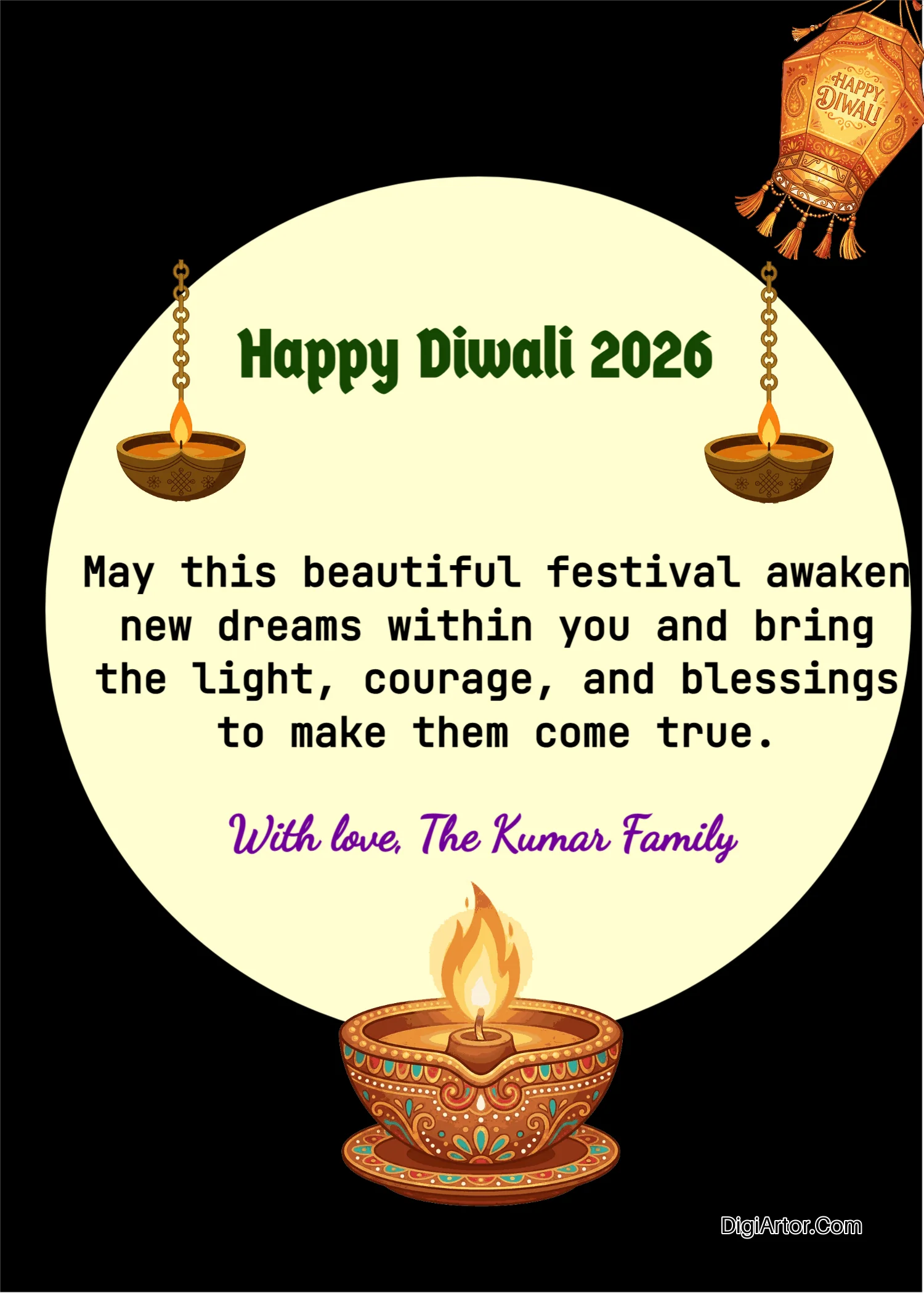 Diwali Wish Name Edit for Cherished Memories and Prosperity Editable Template Reference Image
