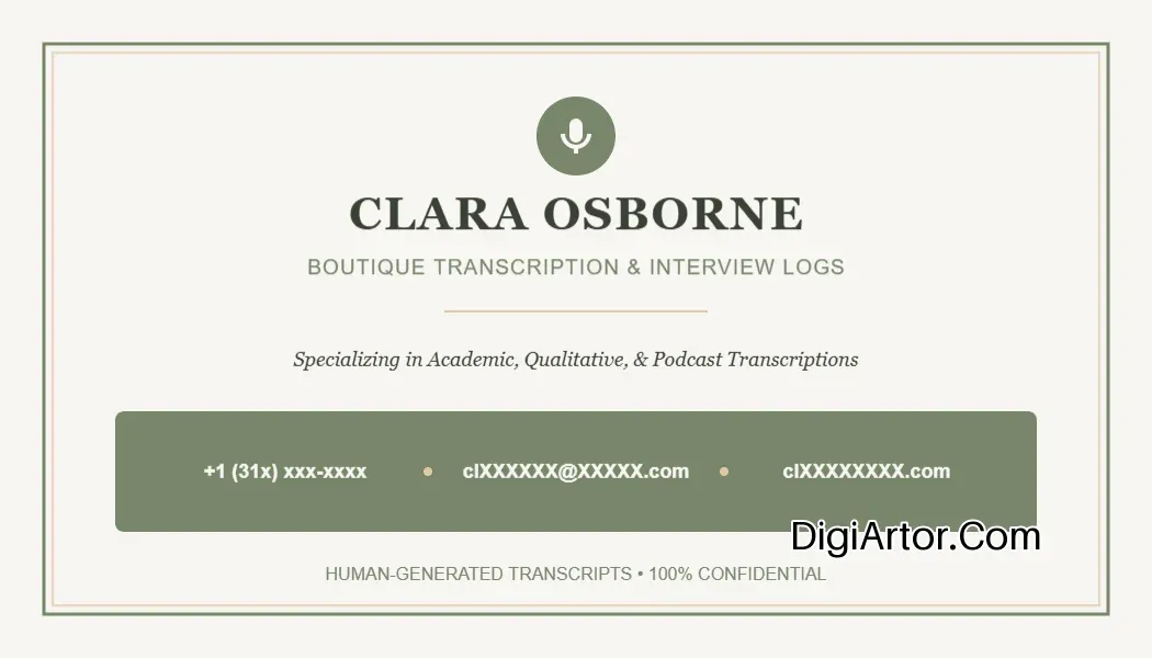 Customize Organic Minimalist Business Visiting Cards for Transcriptionists Editable Template Reference Image