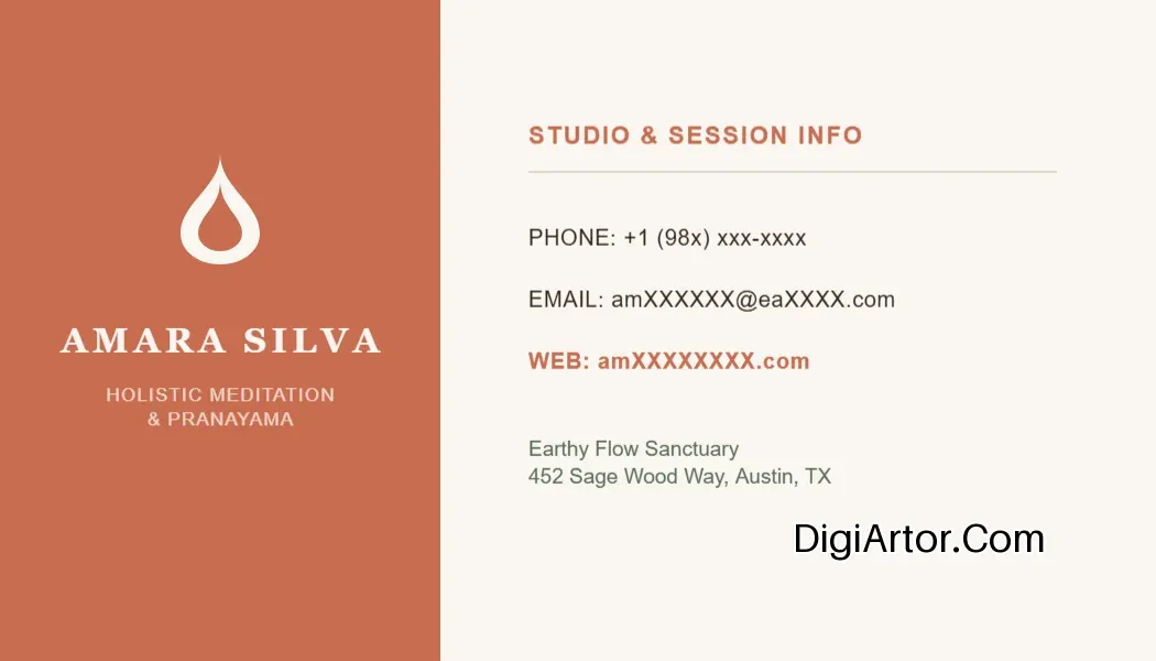 Earthy Terracotta Meditation Instructor Card Template Editable Template Reference Image