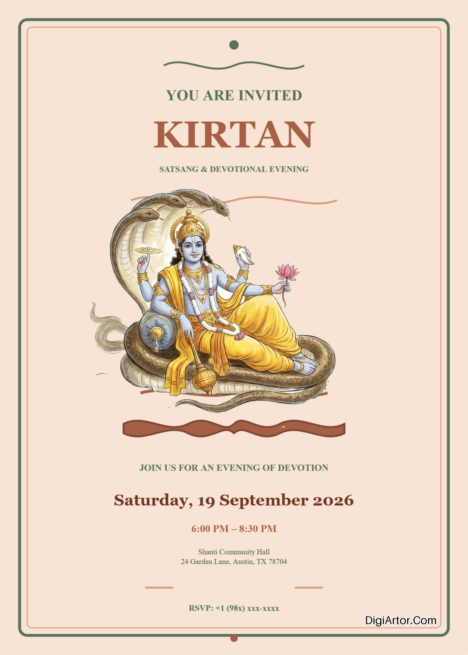 Kirtan Invitation Card Editable Template Reference Image