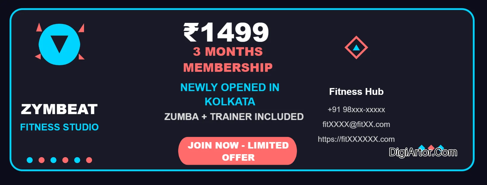 Gym Fitness Banner Ad Editable Template Reference Image
