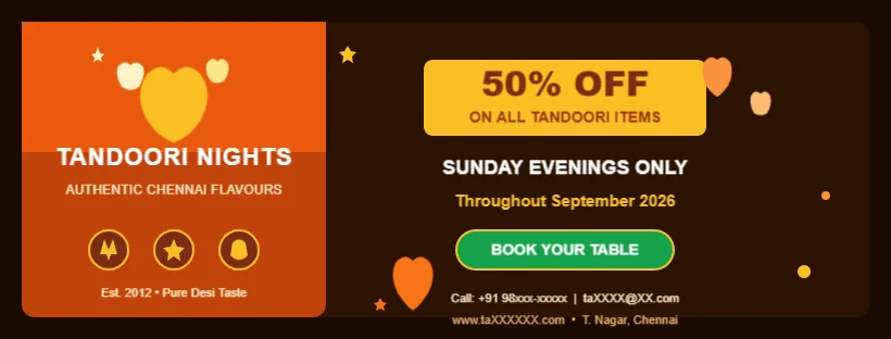 Restaurant Discount Banner Display Ad Editable Template Reference Image