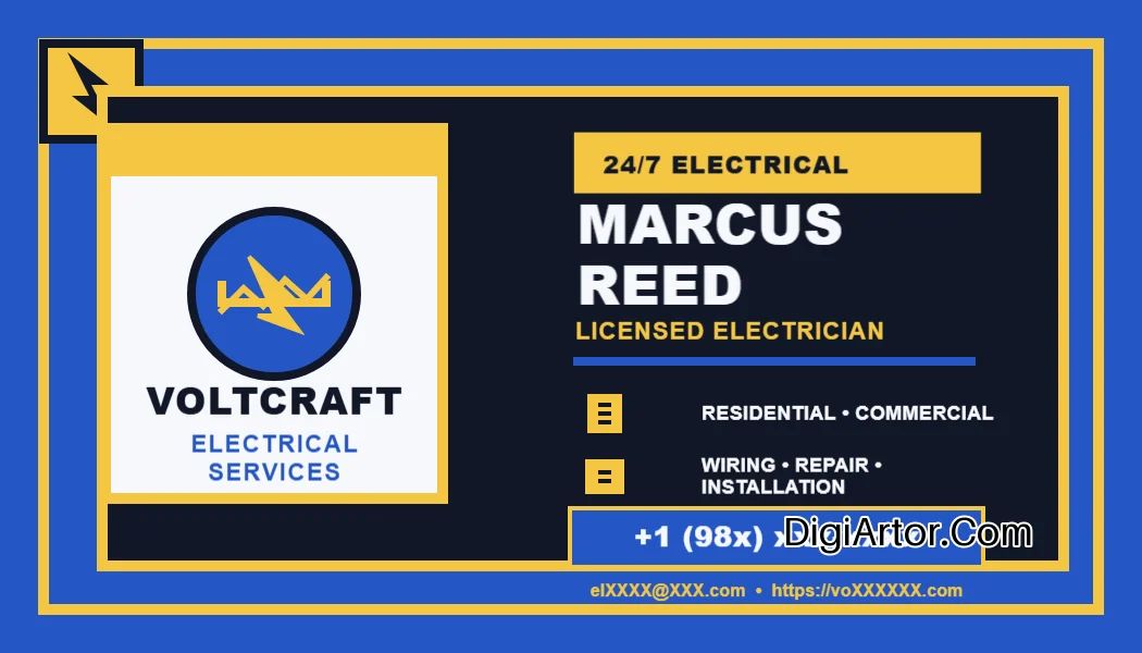 Electrician Business (Visiting) Card Maker Edit & Customize Online Editable Template Reference Image