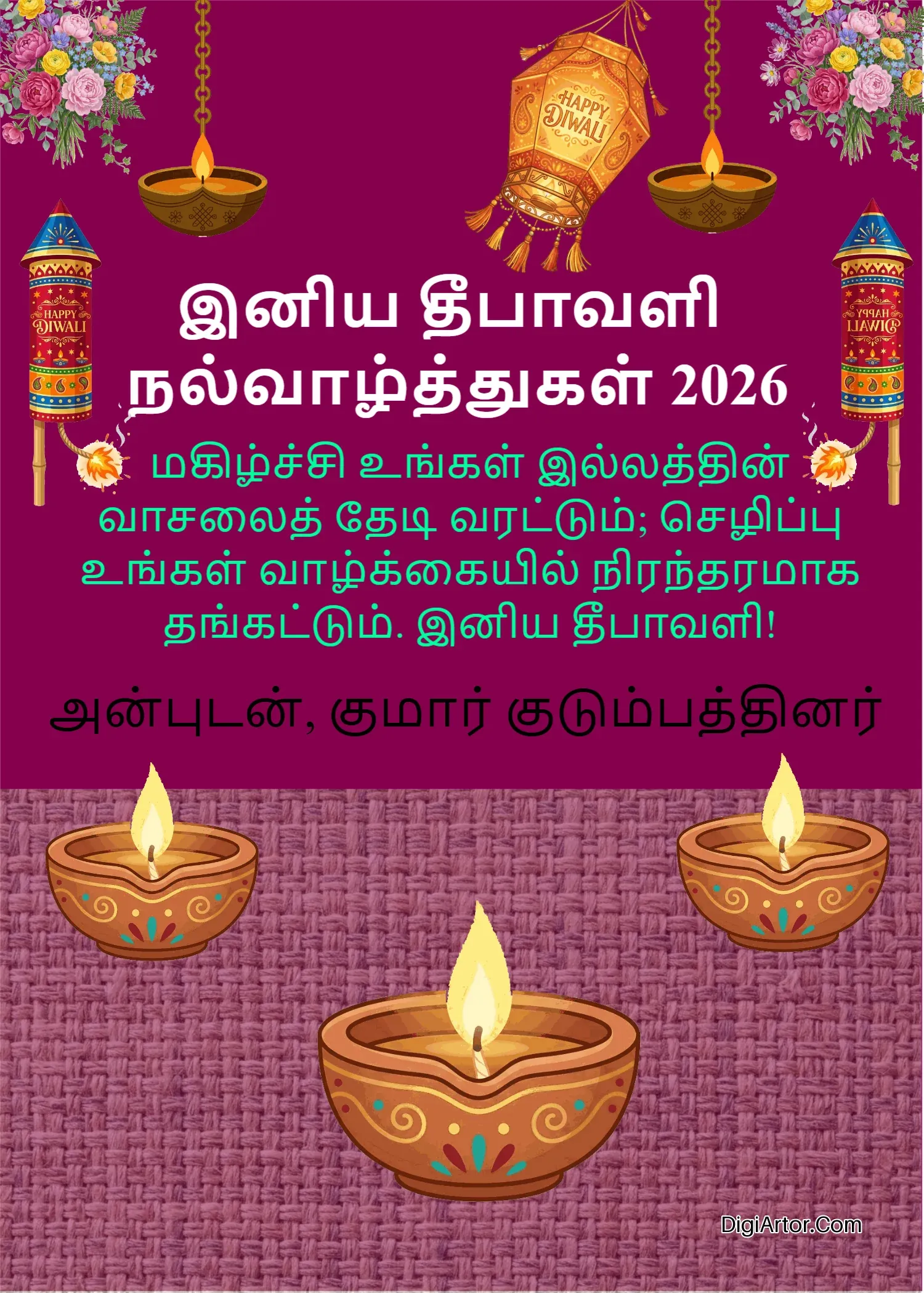 Happy Deepavali Wishes Tamil for WhatsApp Editable Template Reference Image