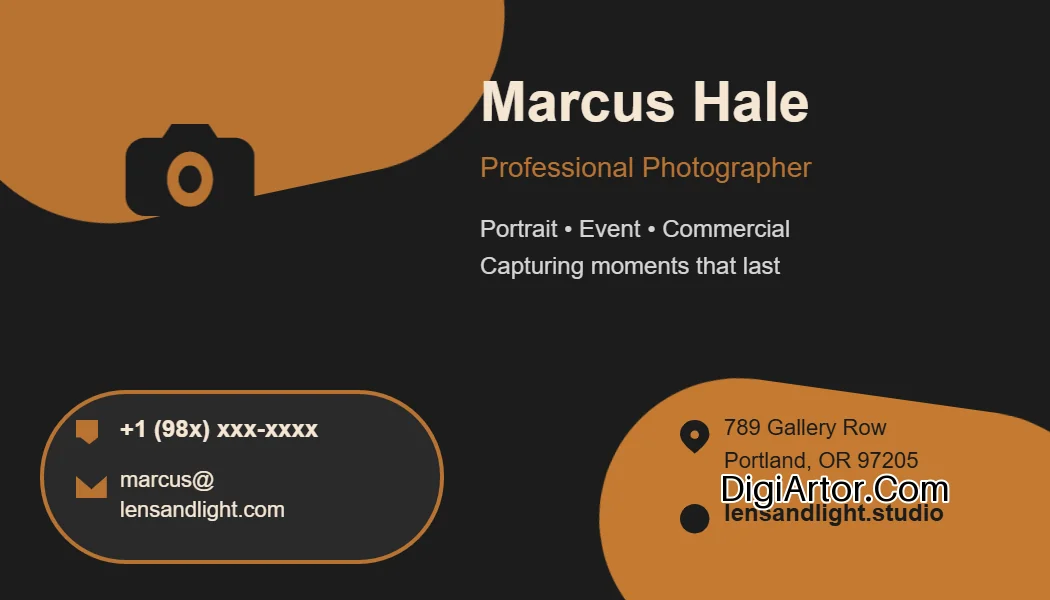 Photographer Business (Visiting) Card Editable Template Reference Image