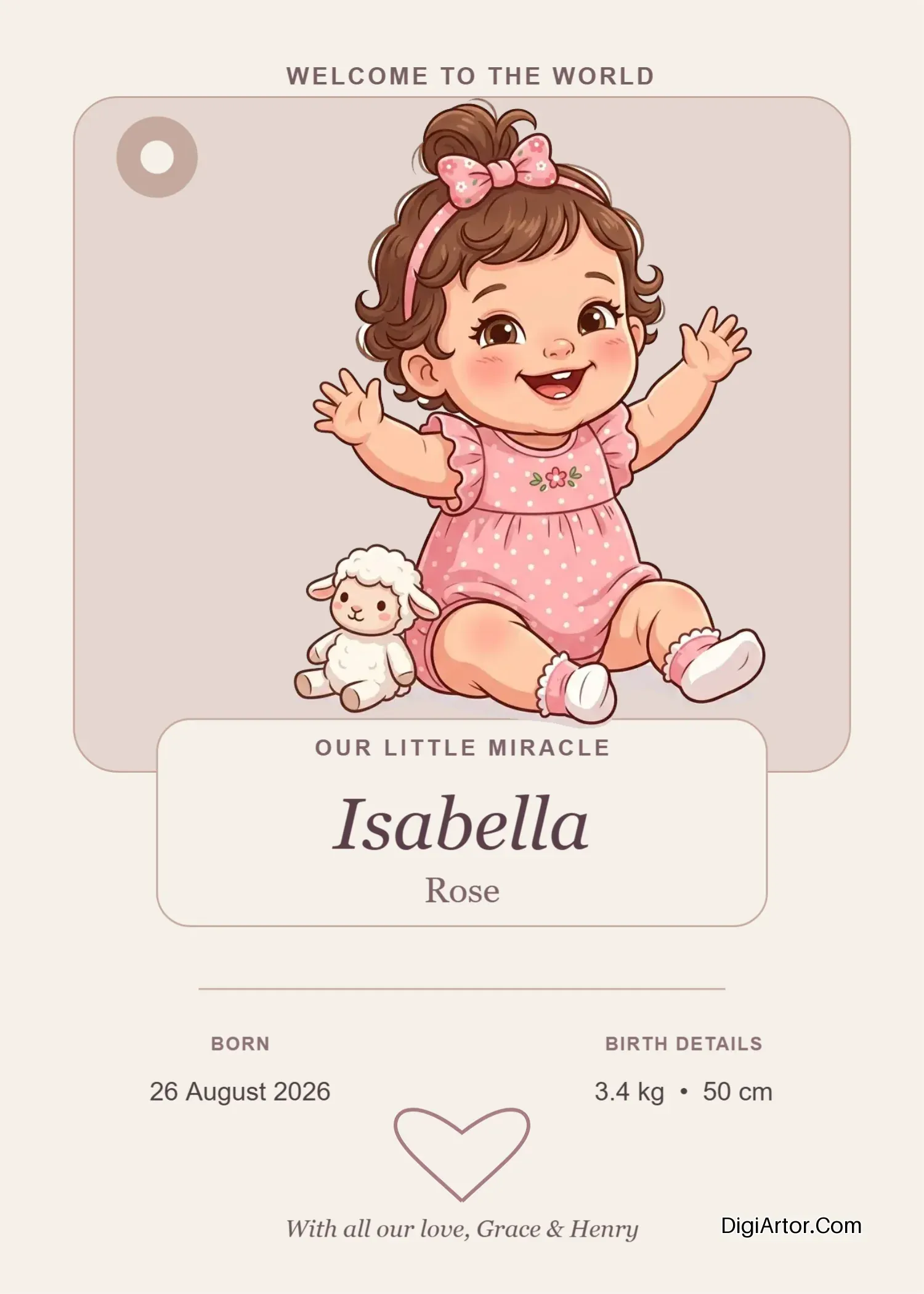 Luxury Theme Baby Girl Greeting Card | Editable Photo Template Editable Template Reference Image