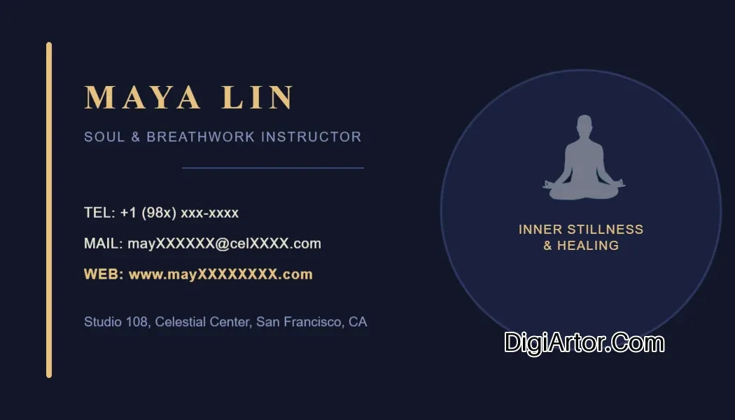 Customizable Celestial Meditation Teacher Business (Visiting) Card Editable Template Reference Image