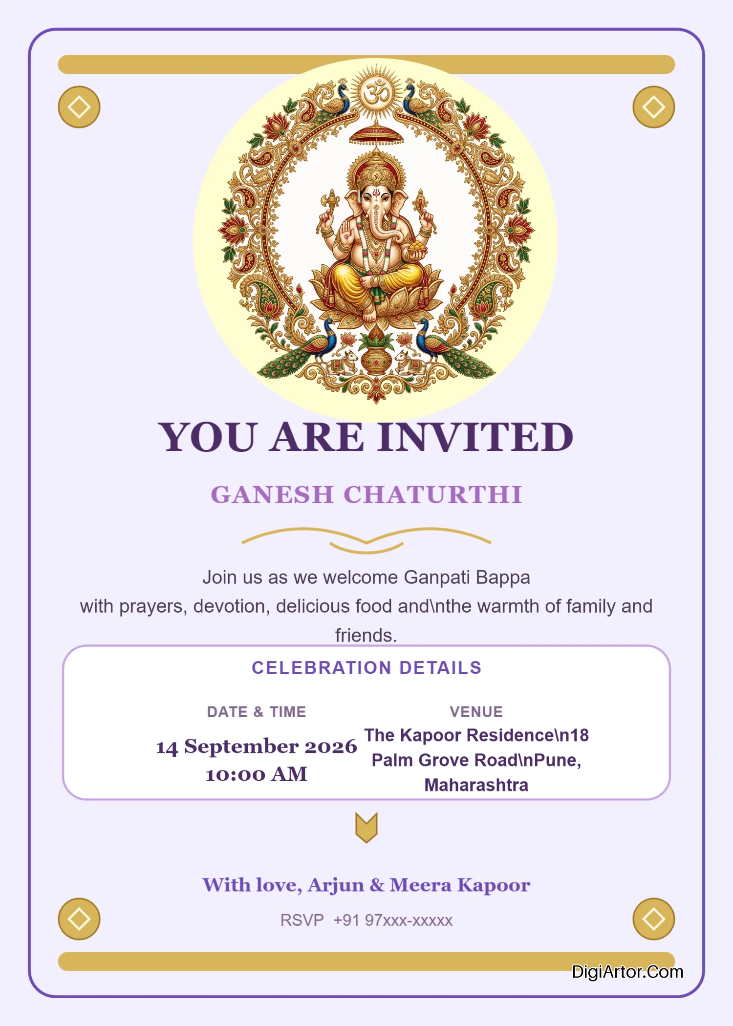 Ganesh Chaturthi Invitation Card Editable Template Reference Image