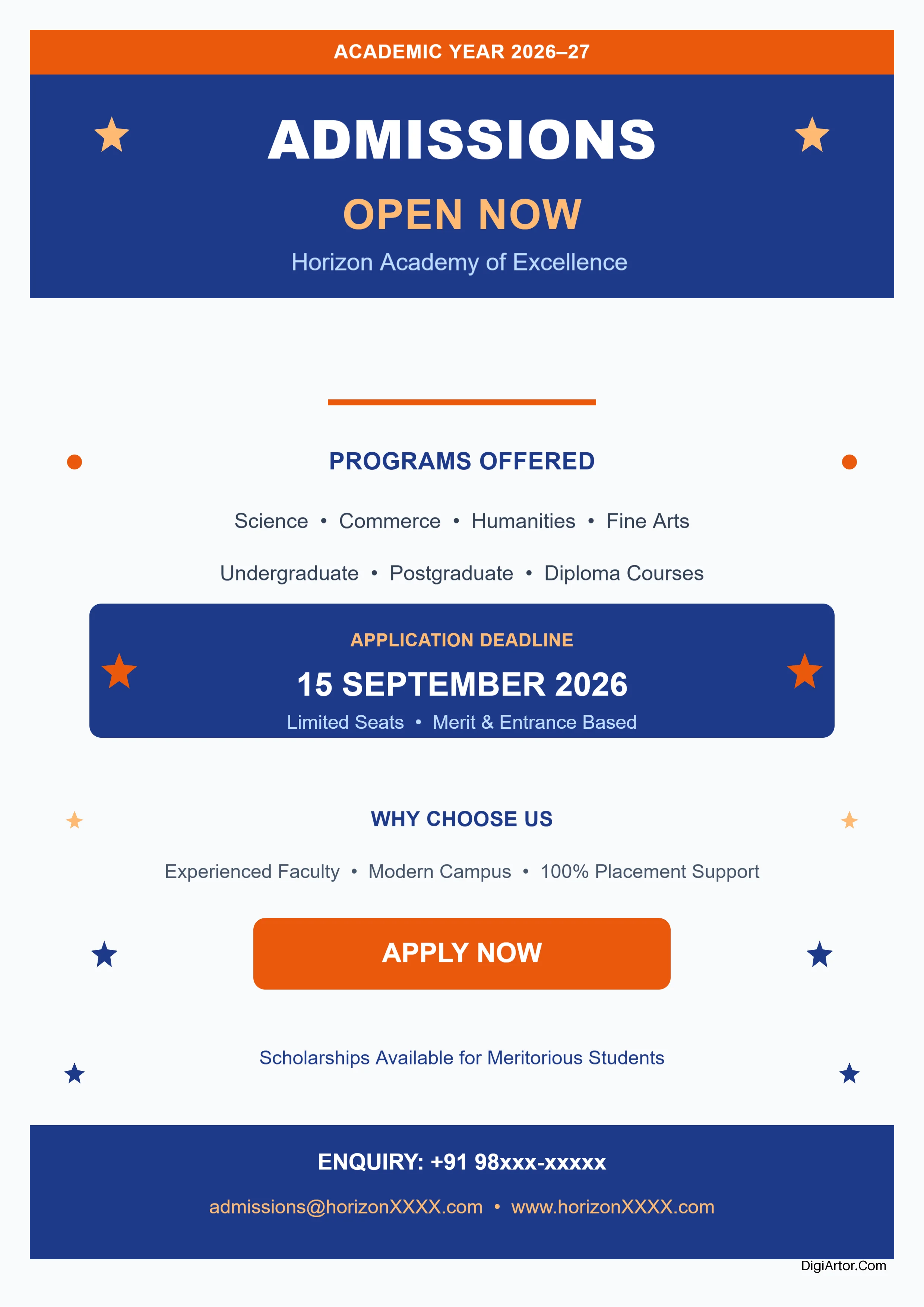 Admissions Open Poster Editable Template Reference Image