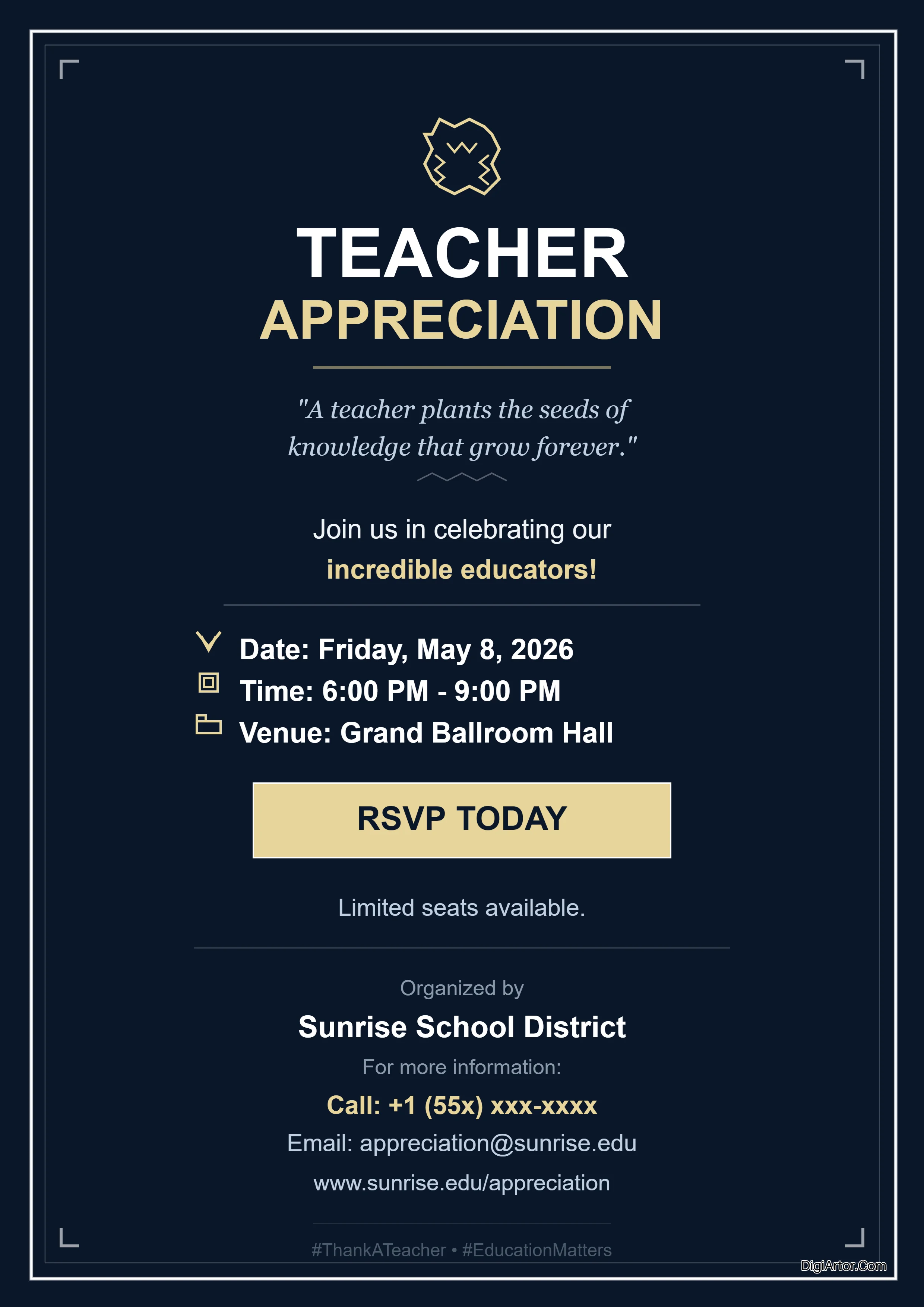 Teacher Appreciation Flyer Editable Template Reference Image