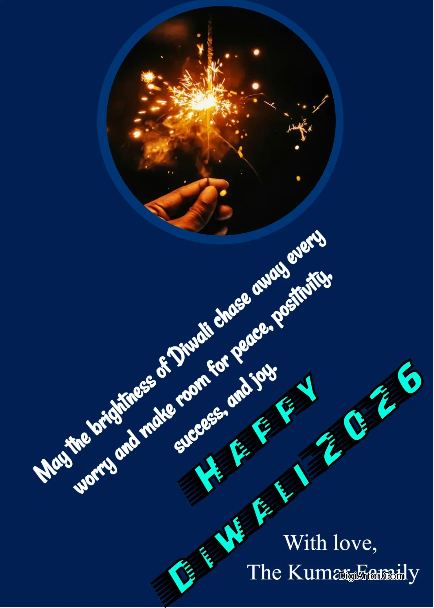 Happy Diwali Wish Photo With a Message of Light and Positivity Editable Template Reference Image