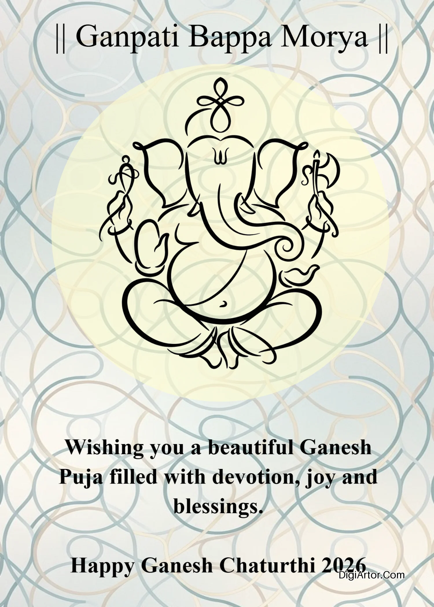 Happy Ganesh Puja Traditional Greeting Card Editable Template Reference Image