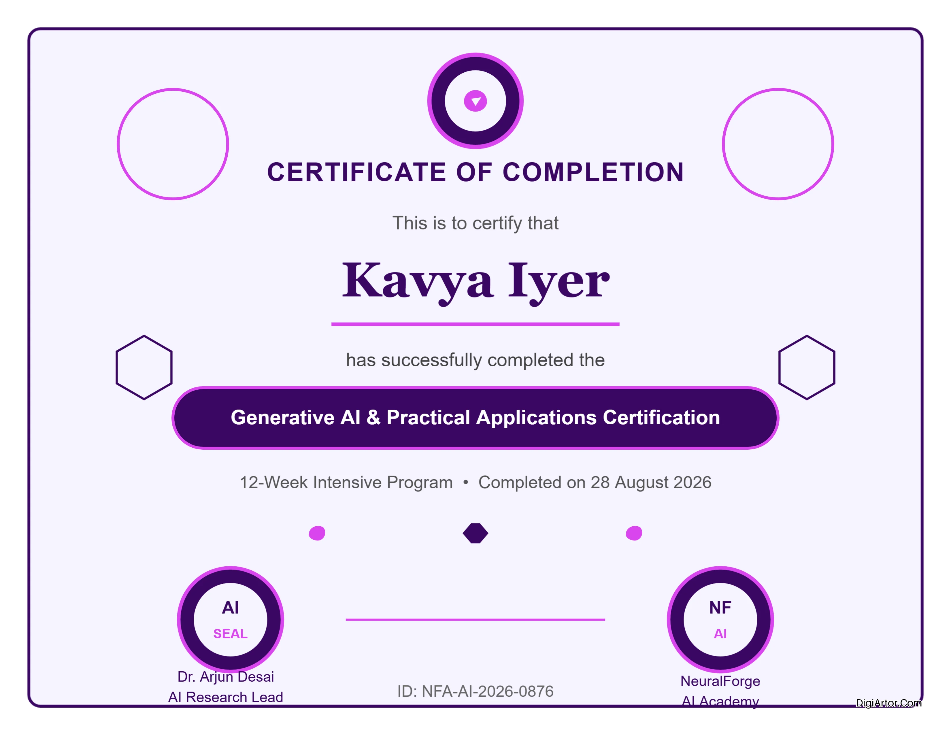 Generative AI & Practical Applications Certification Certification Template - Edit Online & Download Editable Template Reference Image