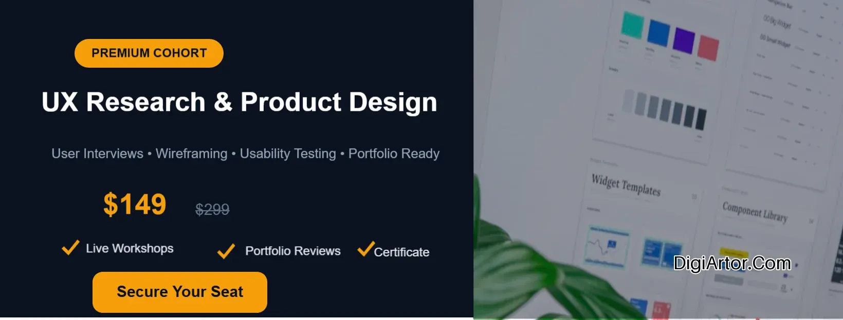 Premium UX Design Course Banner – Editable Online Template Editable Template Reference Image