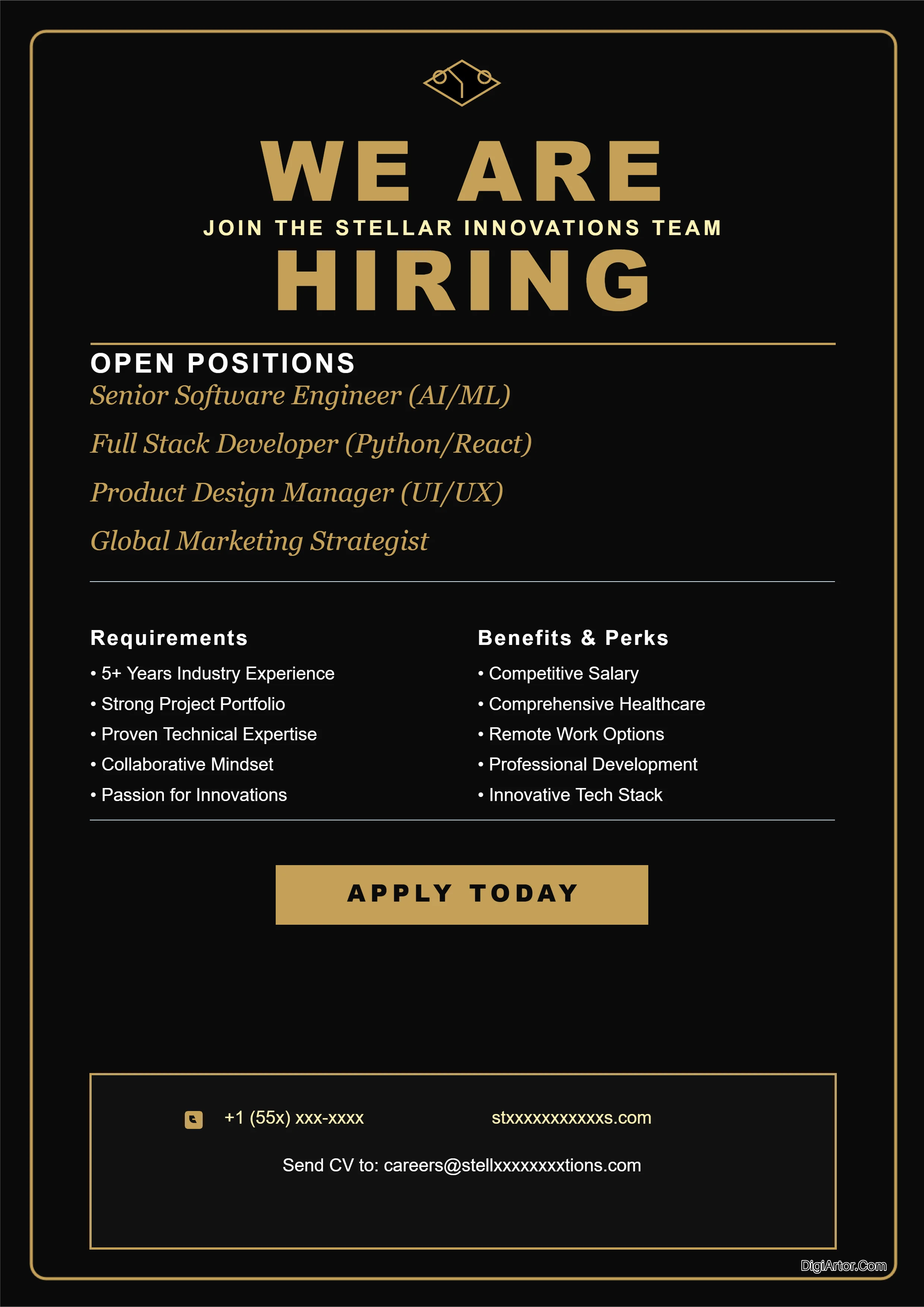 Hiring Job Openings Poster Editable Template Reference Image