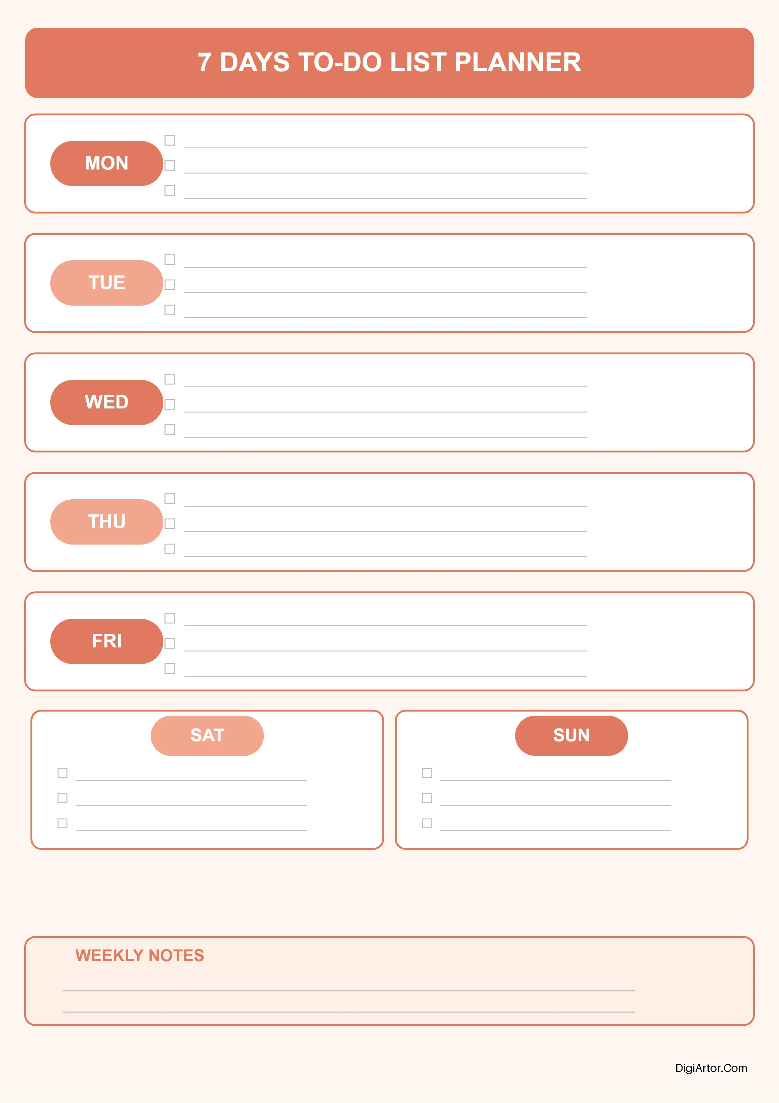 Printable Weekly To Do List Planner - Edit & Download for Free Editable Template Reference Image