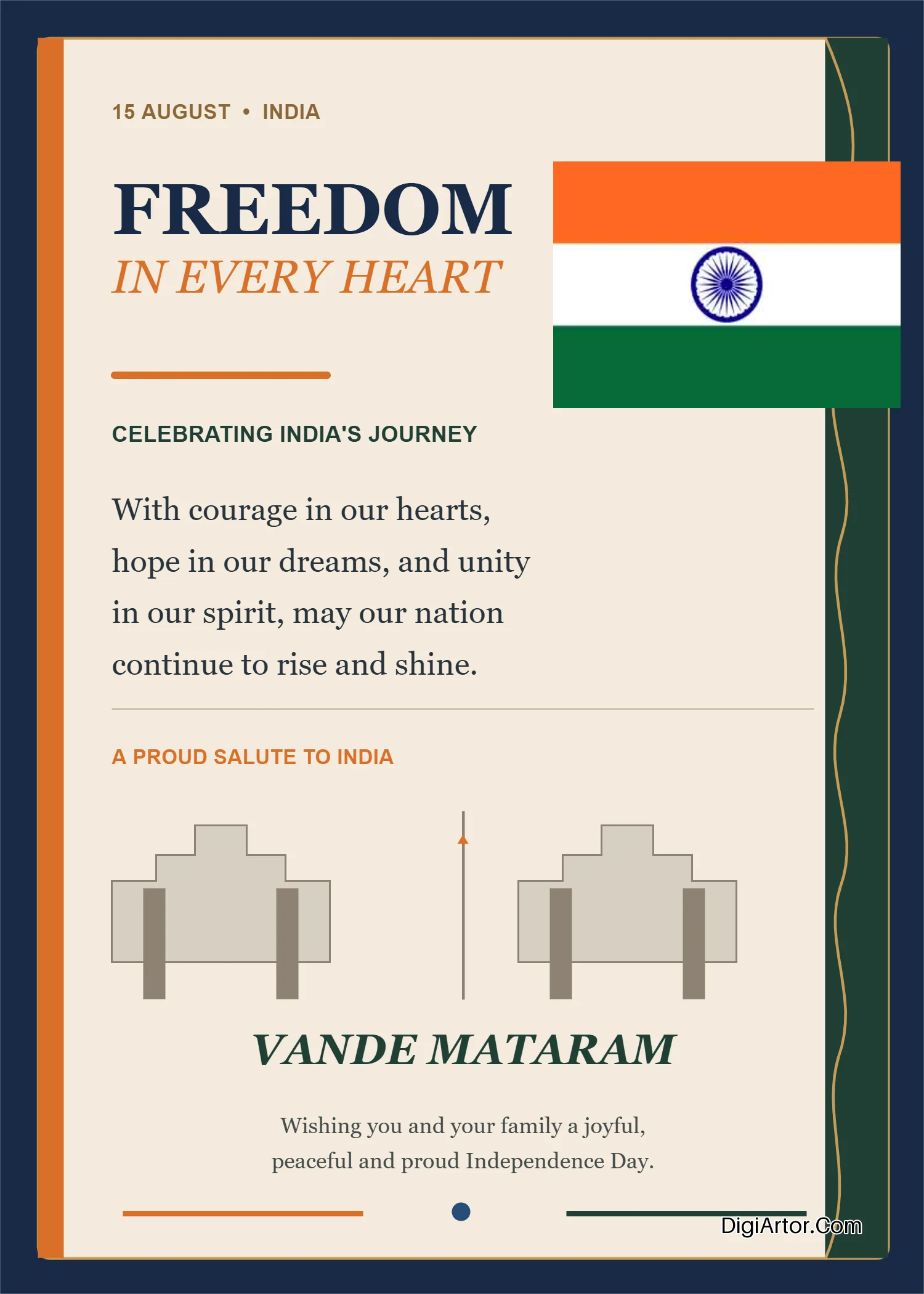 Indian Independence Day Greeting Card Format Editable Template Reference Image