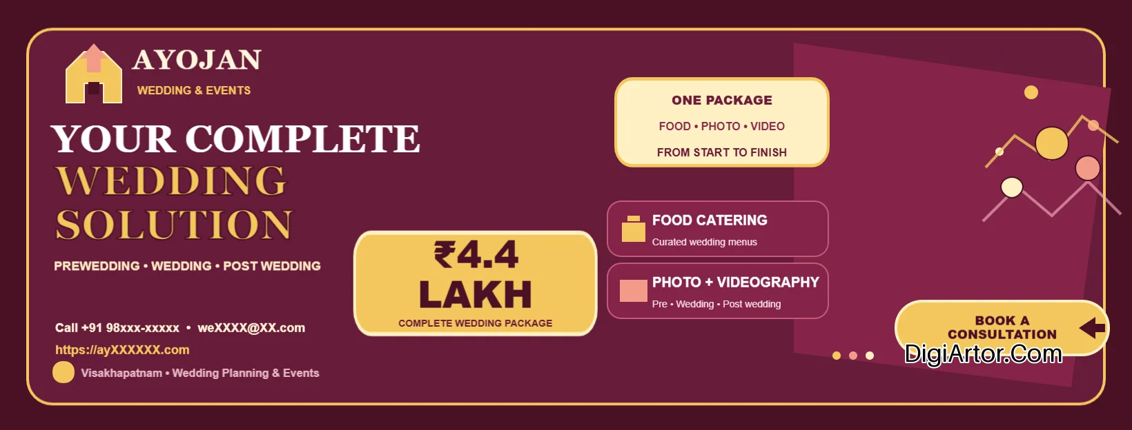 Wedding Complete Package Banner Ad Editable Template Reference Image