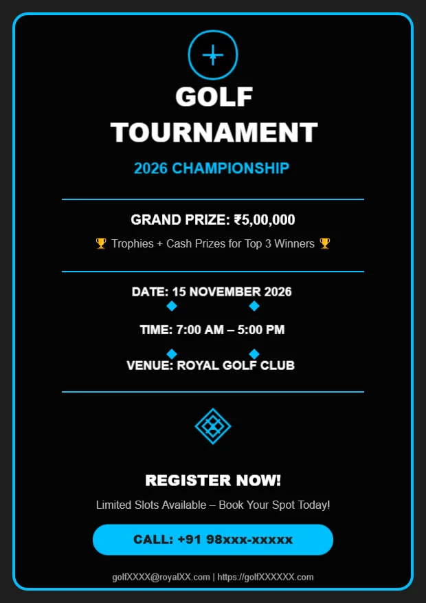 Stunning Golf Tournament Flyers Editable Template Reference Image
