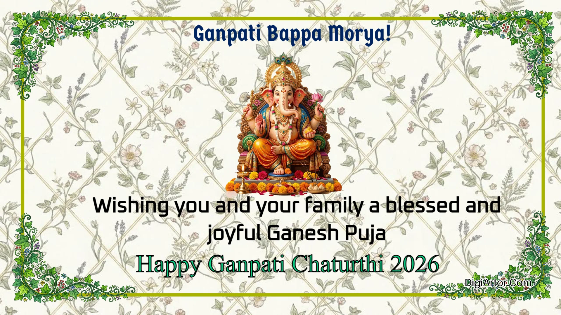 Happy Ganesh Puja Greeting Card Design Editable Template Reference Image