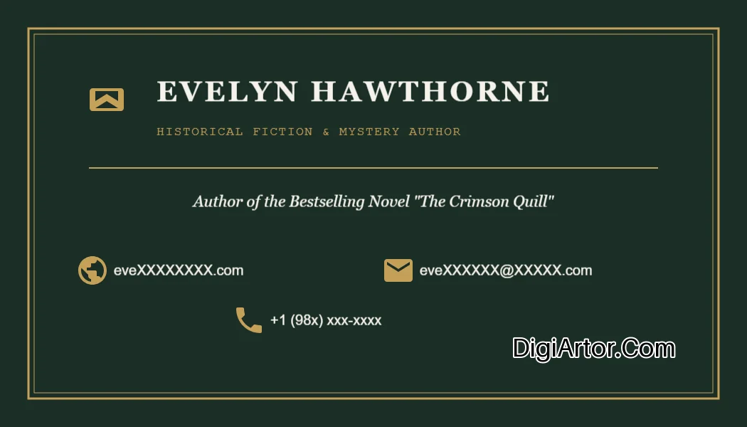 Customize Vintage Author Business (Visiting) Cards Online Live Design Tool Editable Template Reference Image