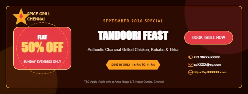 Restaurant Discount Offer Banner Ad Editable Template Reference Image