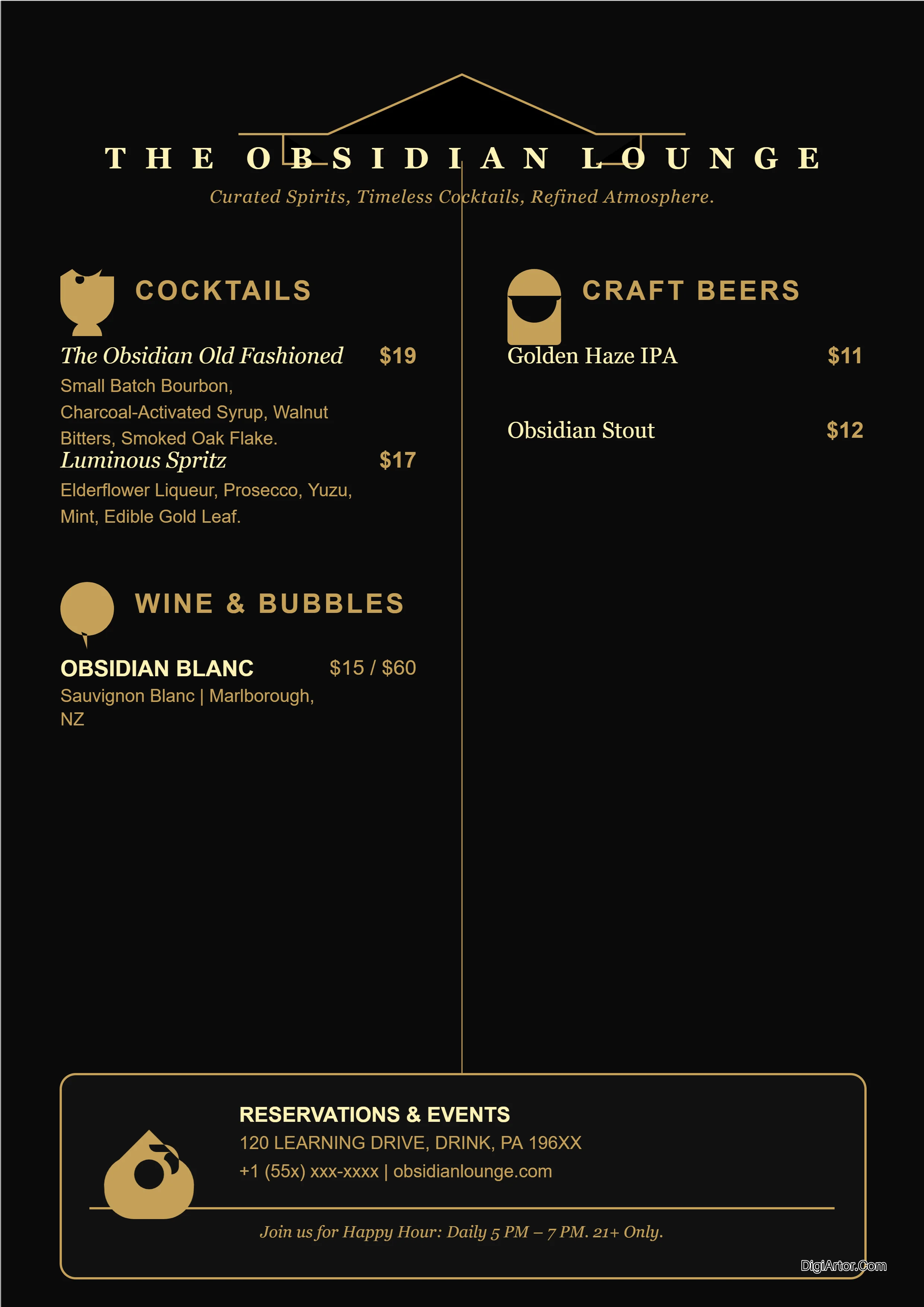 Bar Menu Editable Template Reference Image
