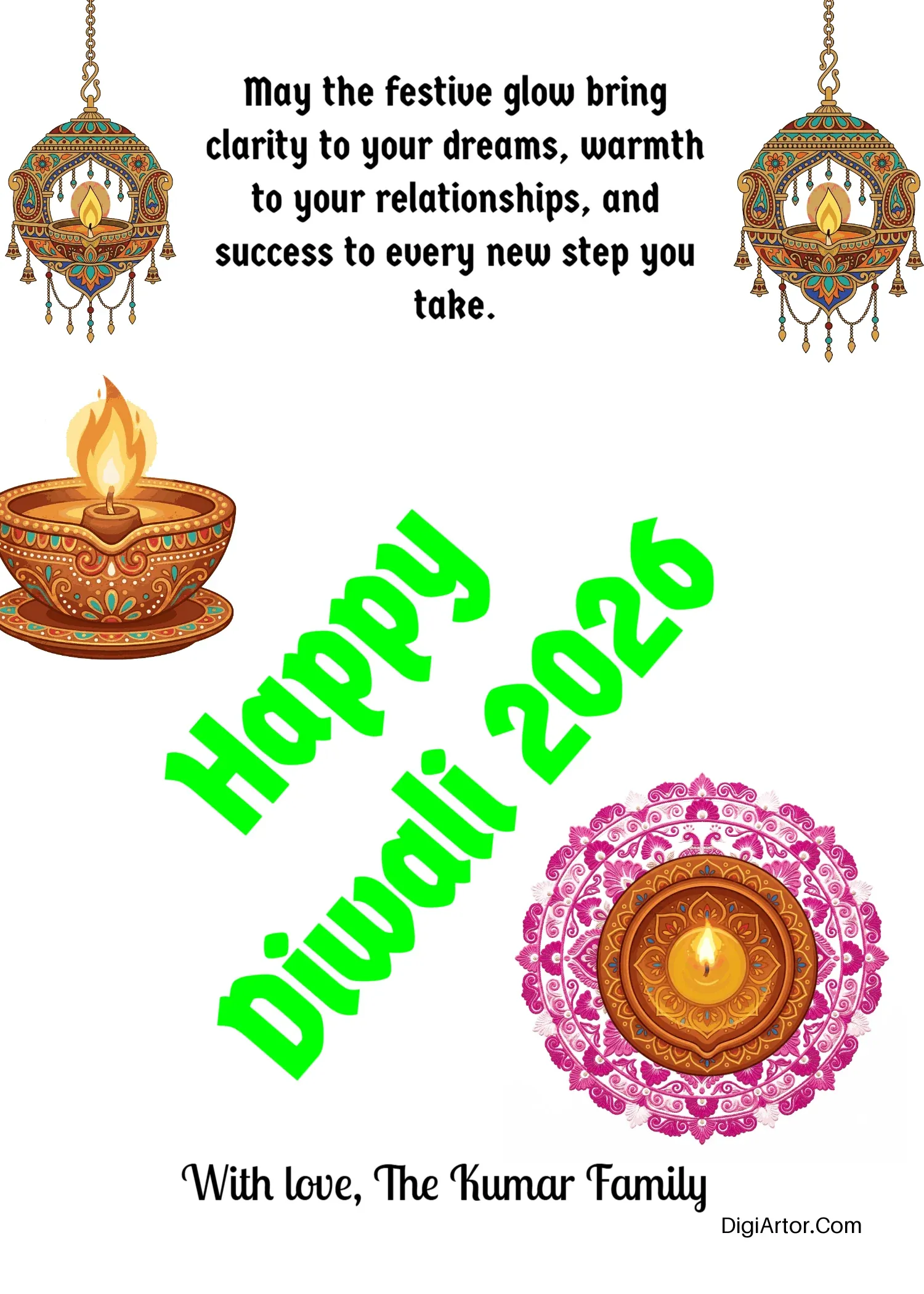Diwali Cards Online for Heartfelt Family and Friendship Wishes Editable Template Reference Image