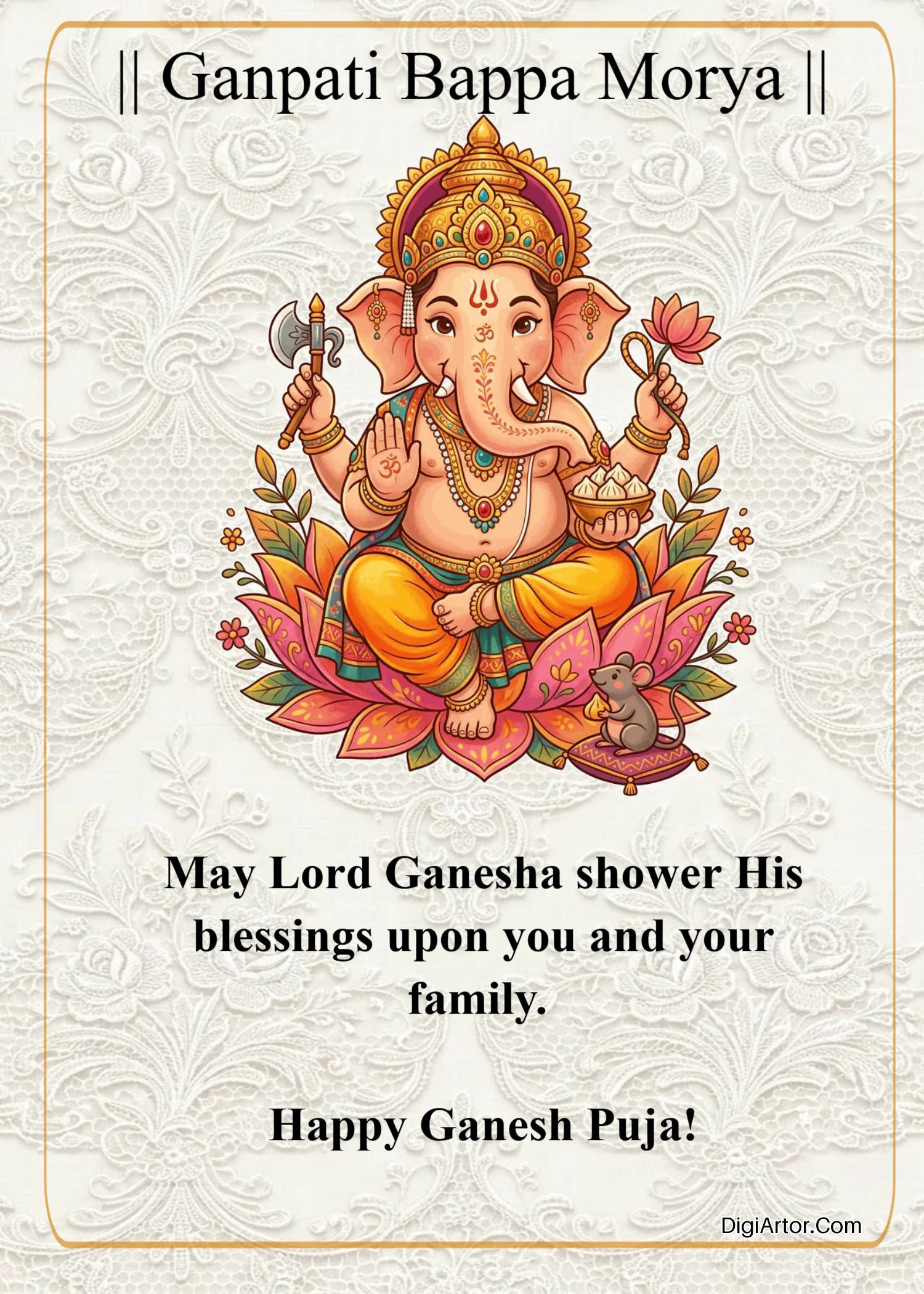Happy Ganesh Puja Festival Greeting Card Editable Template Reference Image