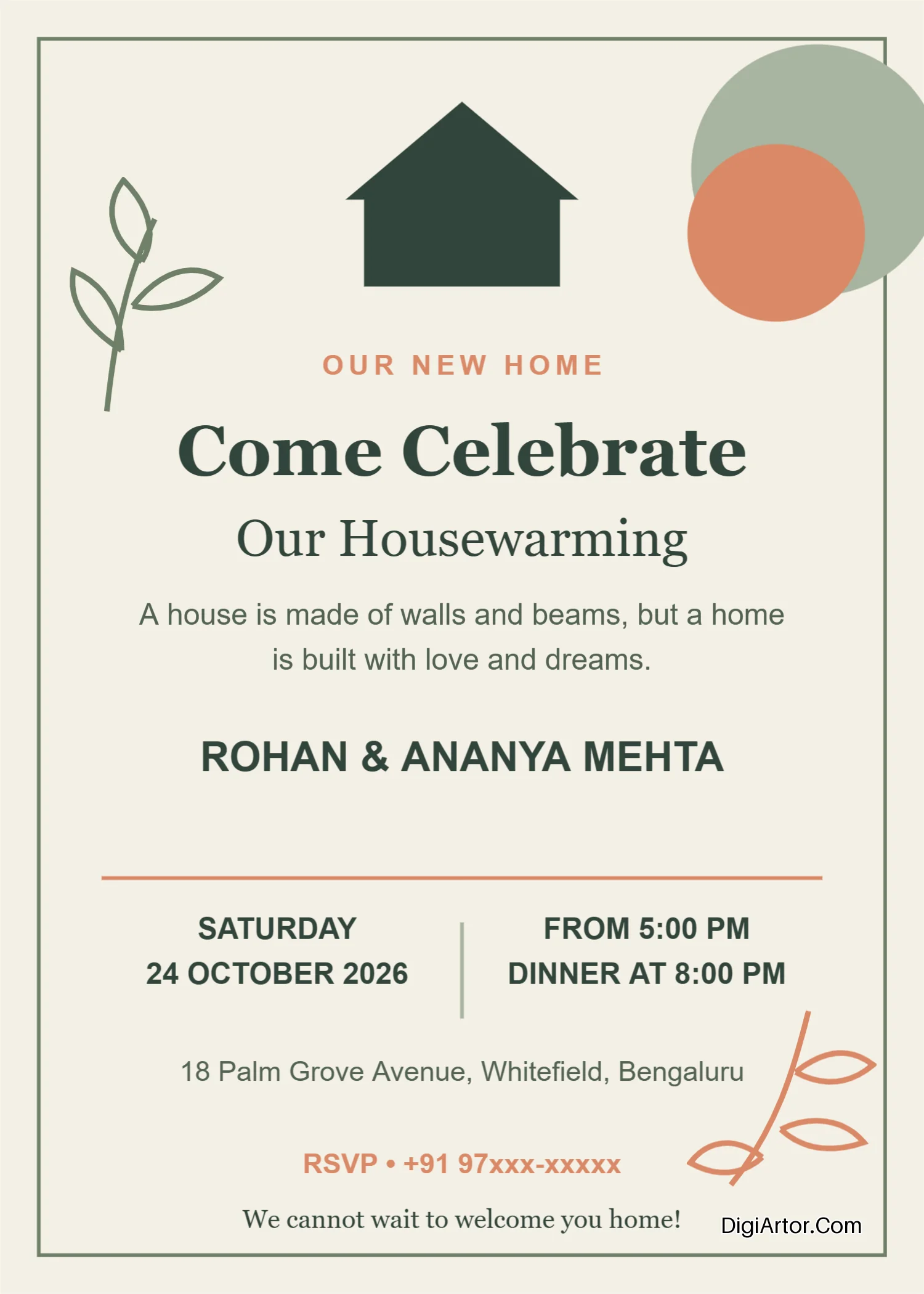 House warming invitation template free Edit Download Editable Template Reference Image