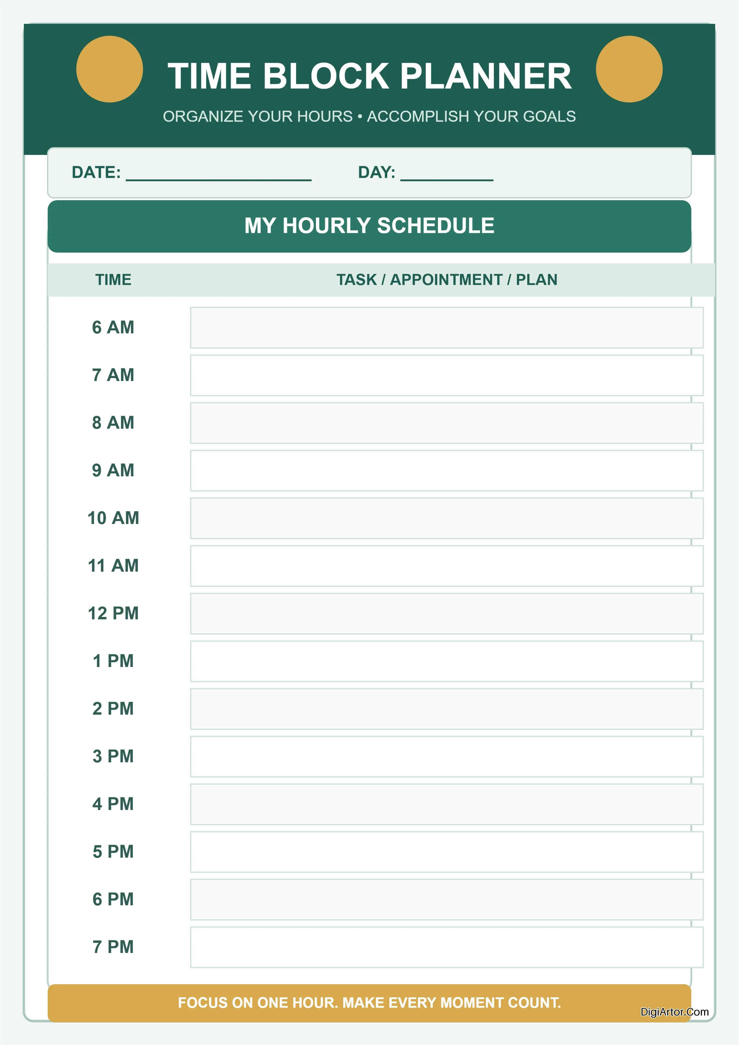 Create Printable Hourly To List Planner Time Block Online & Edit Online Editable Template Reference Image