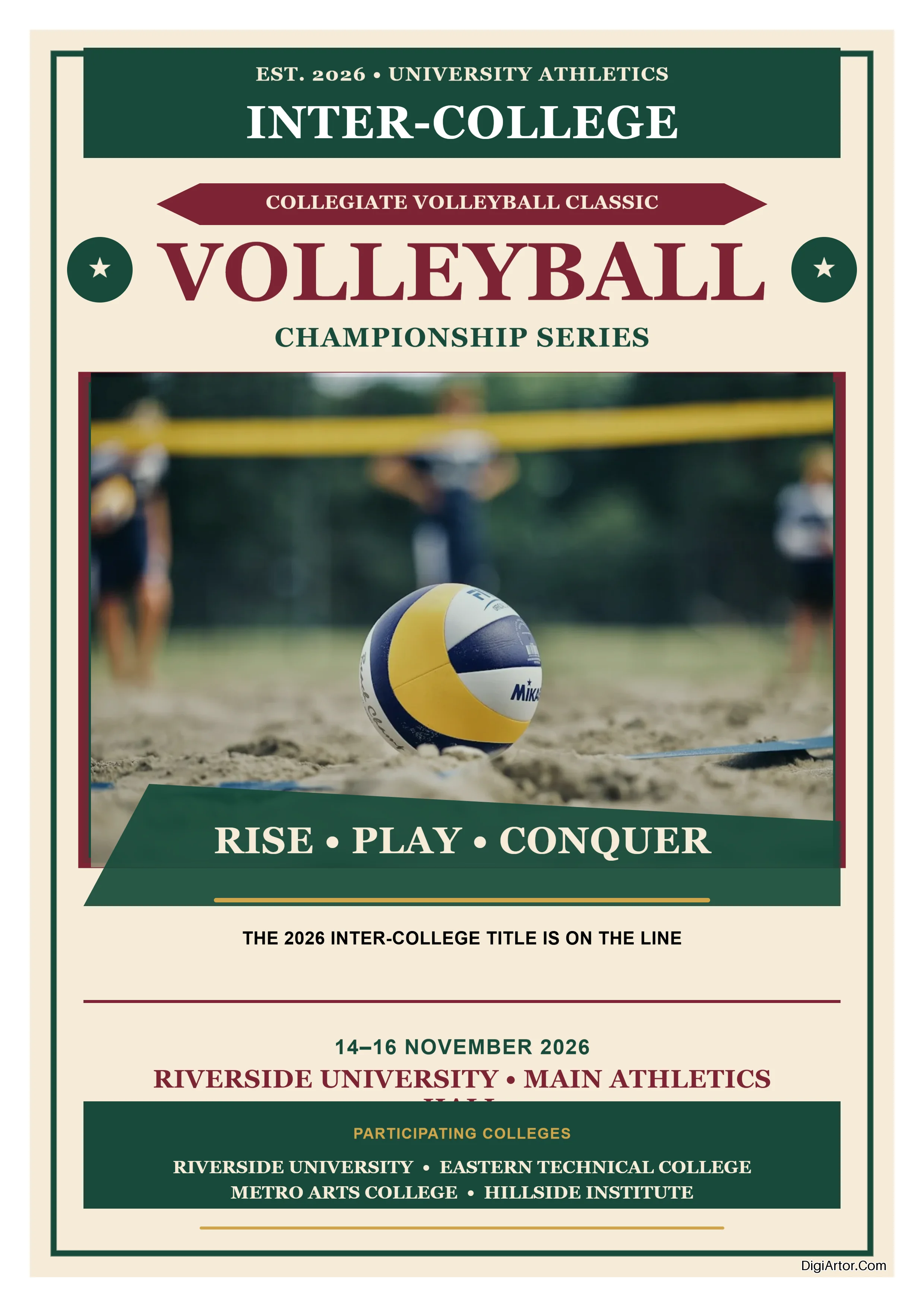 Editable Poster for Inter college Sports Tournament - Download for free Editable Template Reference Image