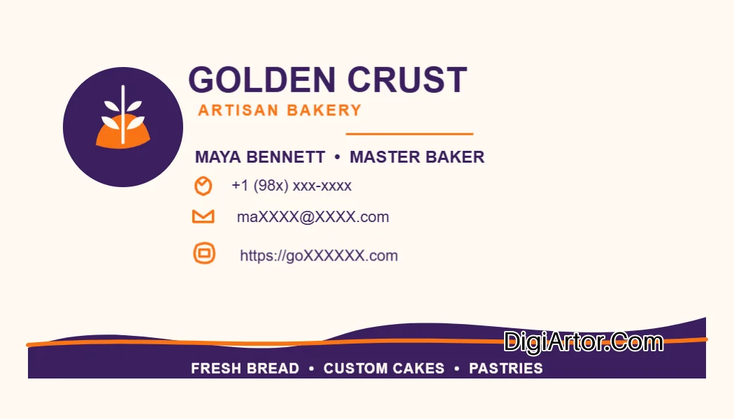 Baker Business (Visiting) Card Maker Editable Template Reference Image