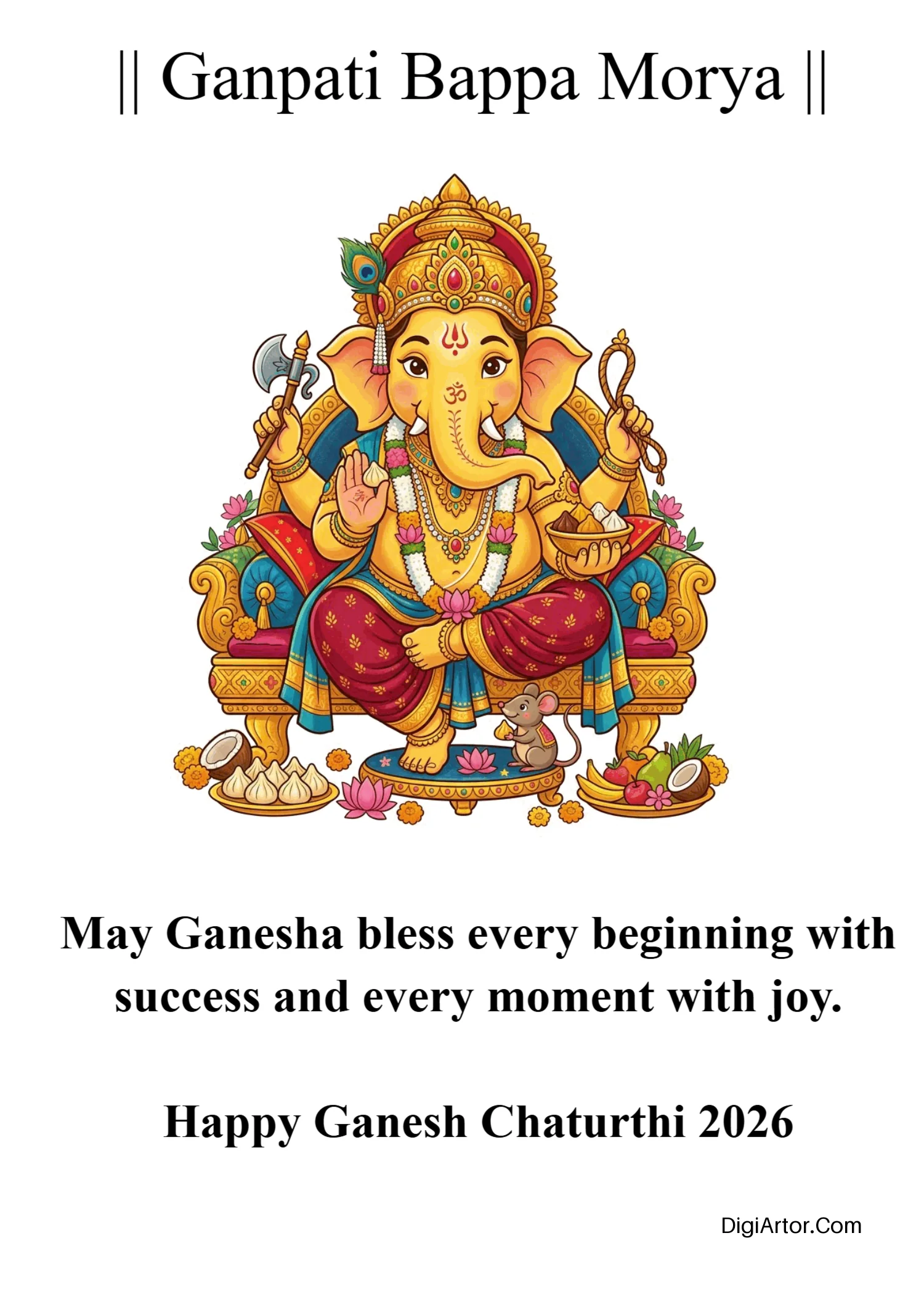 Happy Ganesh Puja Greeting Card for Social Media Editable Template Reference Image