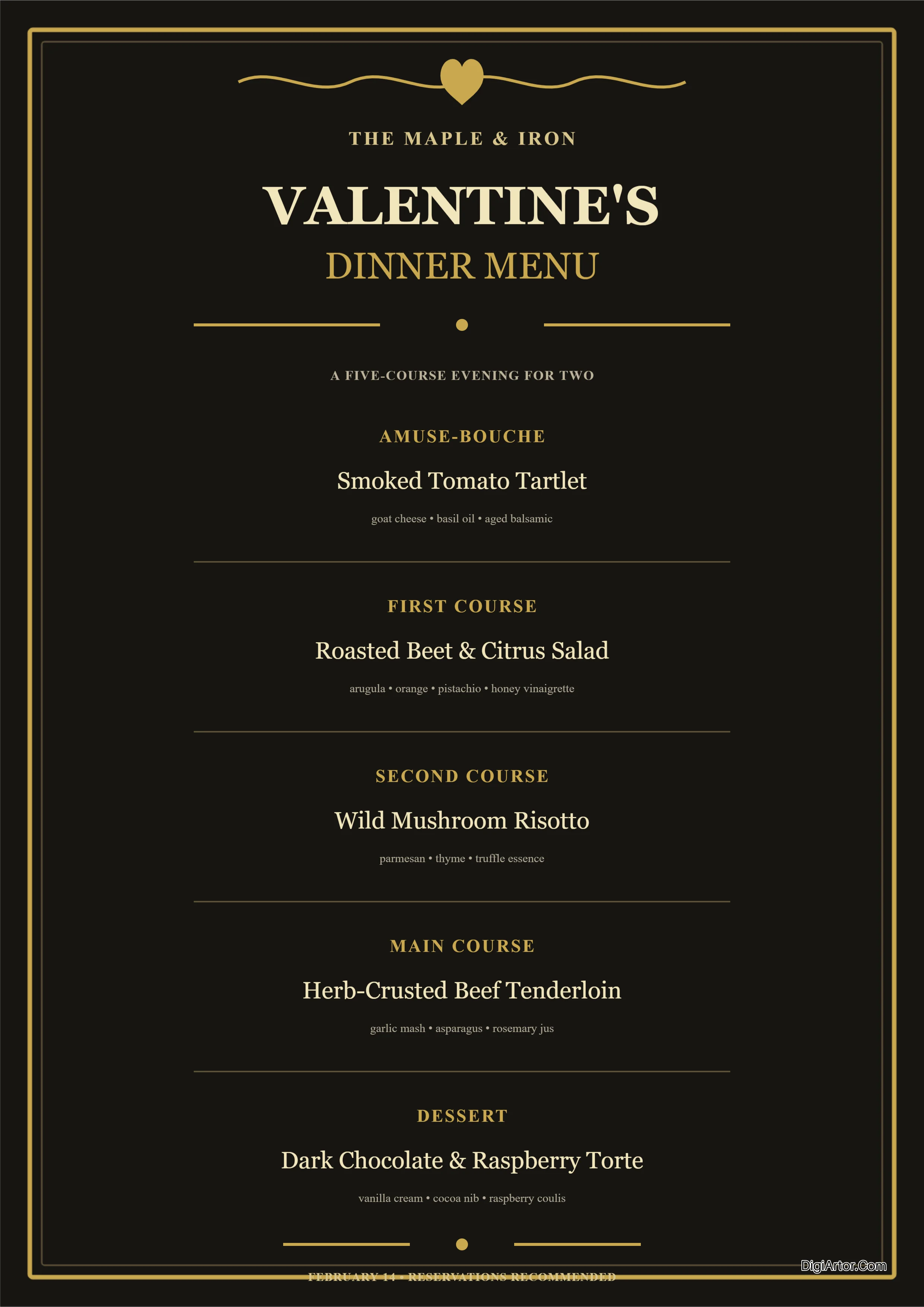 Valentines Menu Maker Editable Template Reference Image